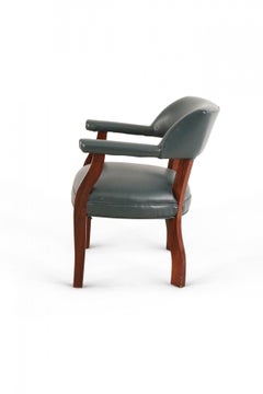 Pair of Mid-Century Style Blue Faux Leather Armchair