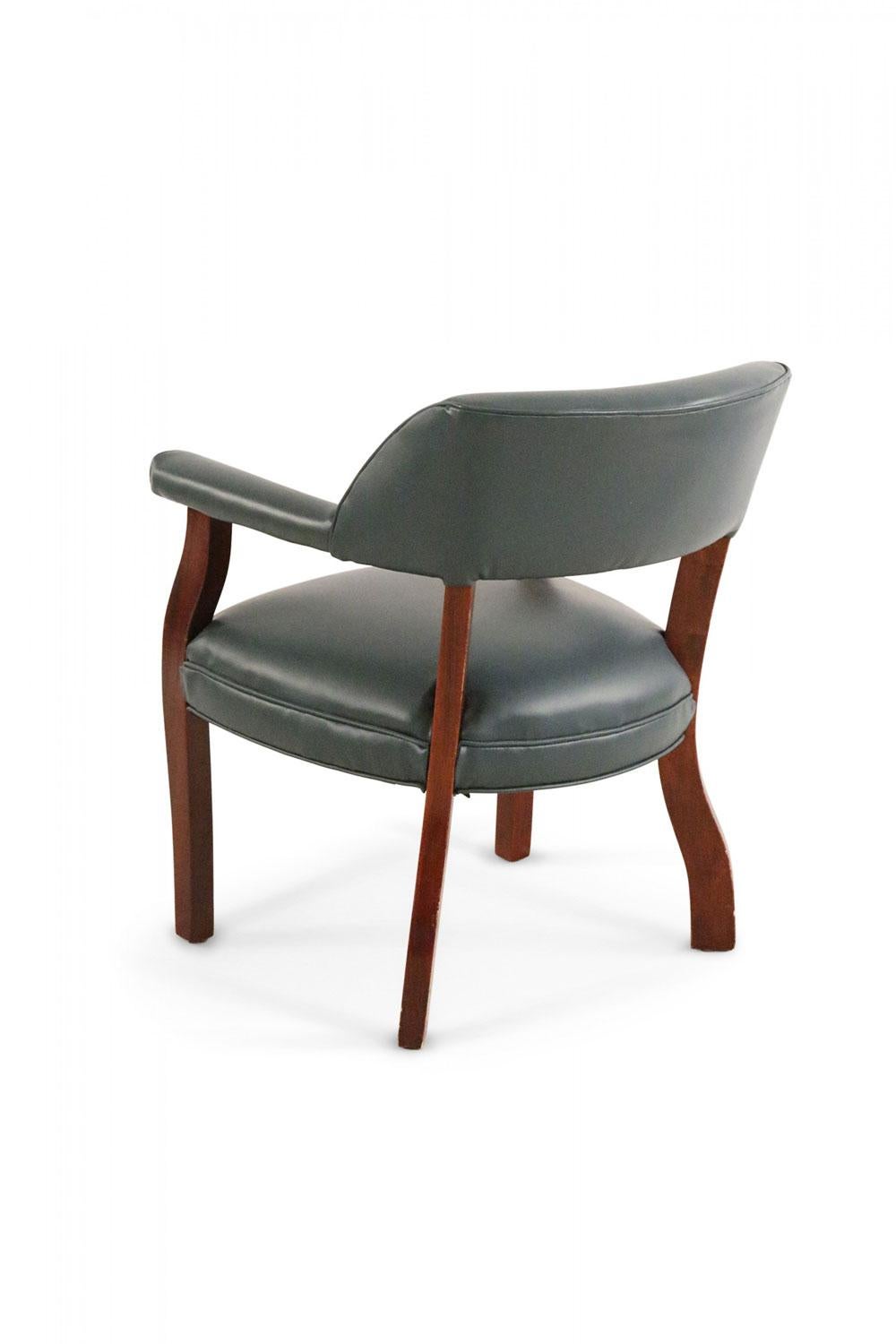 Georgian Pair of Mid-Century Style Blue Faux Leather Armchair For Sale