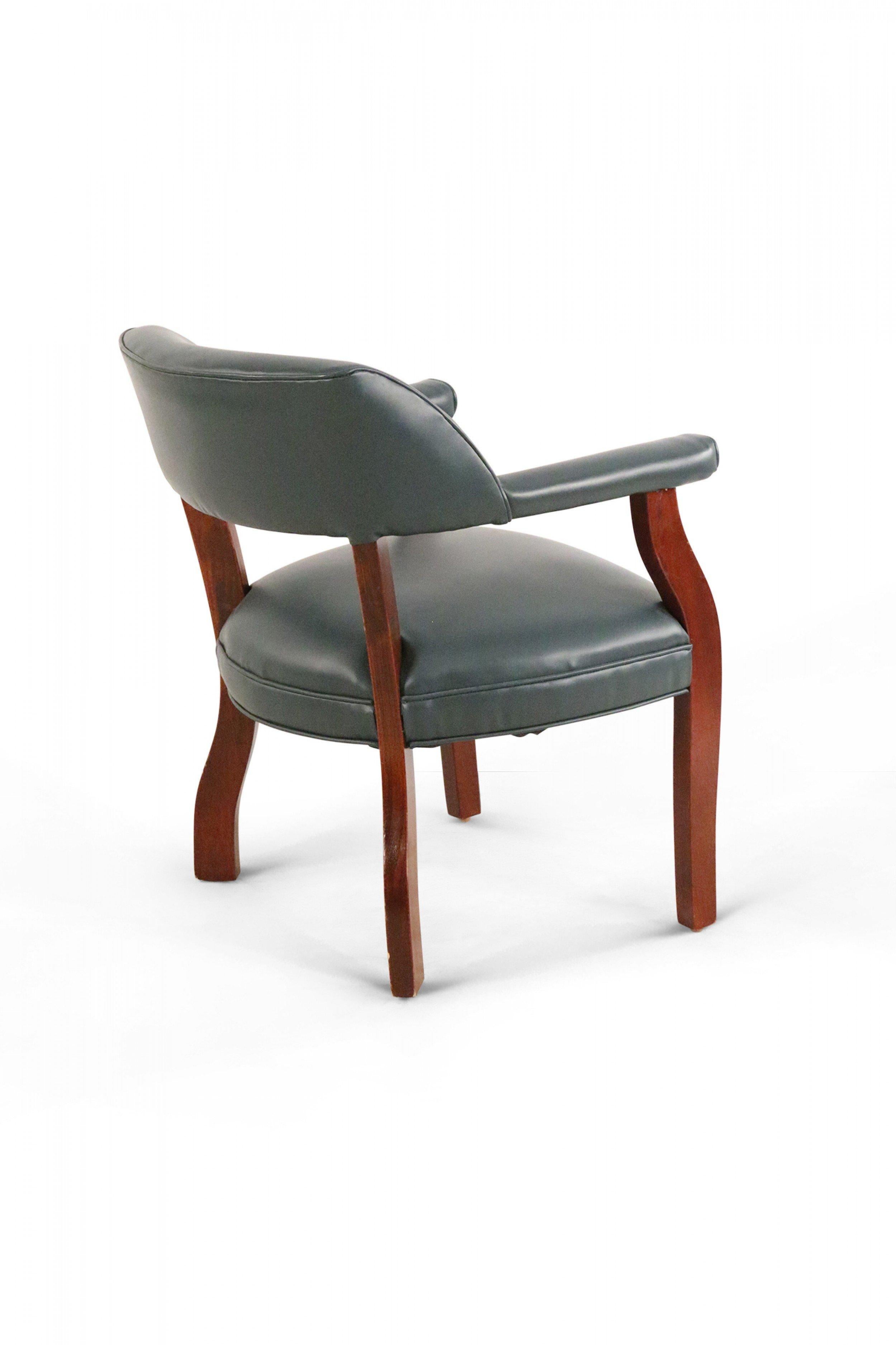 Pair of Mid-Century Style Blue Faux Leather Armchair In Good Condition For Sale In Queens, NY