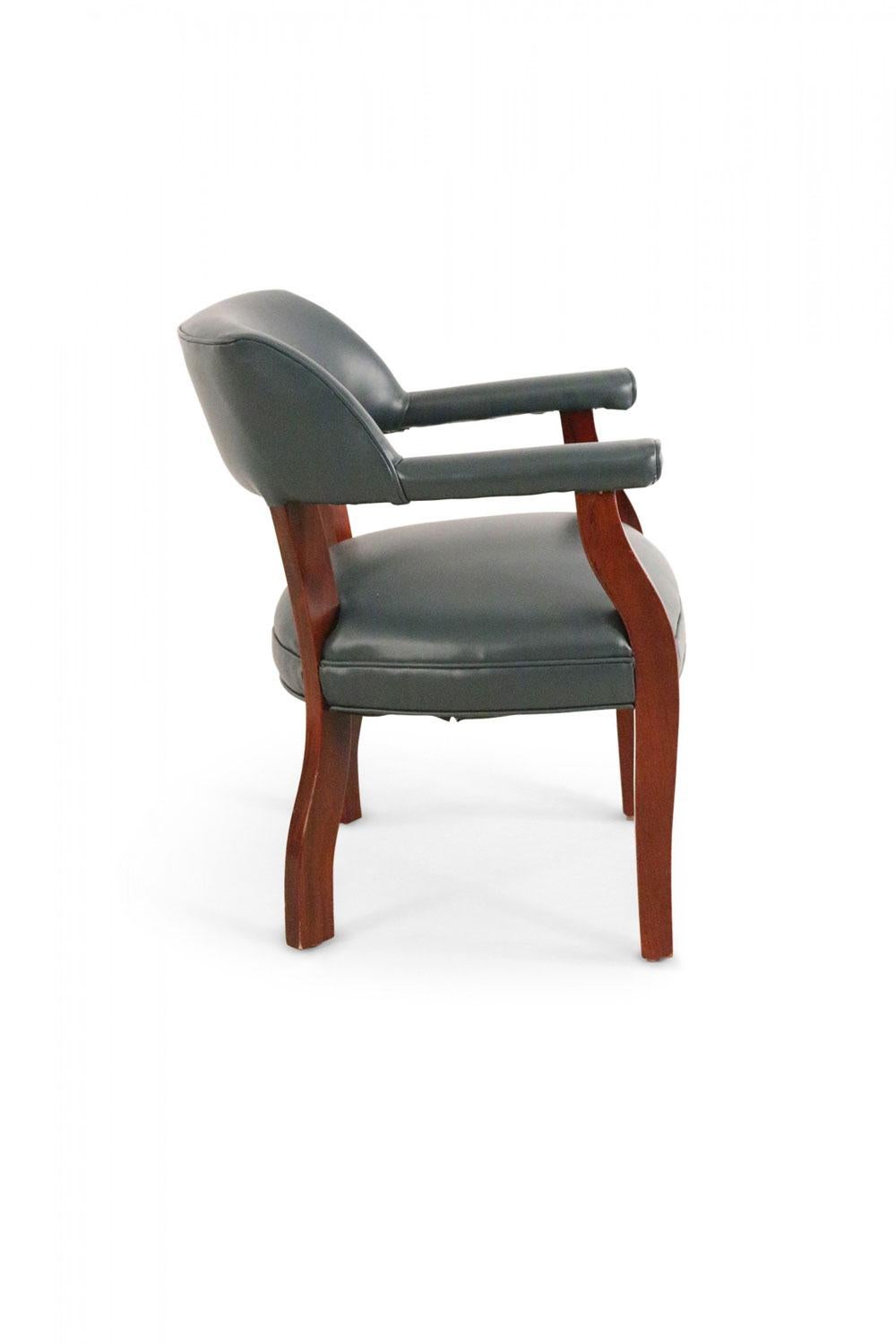 20th Century Pair of Mid-Century Style Blue Faux Leather Armchair For Sale