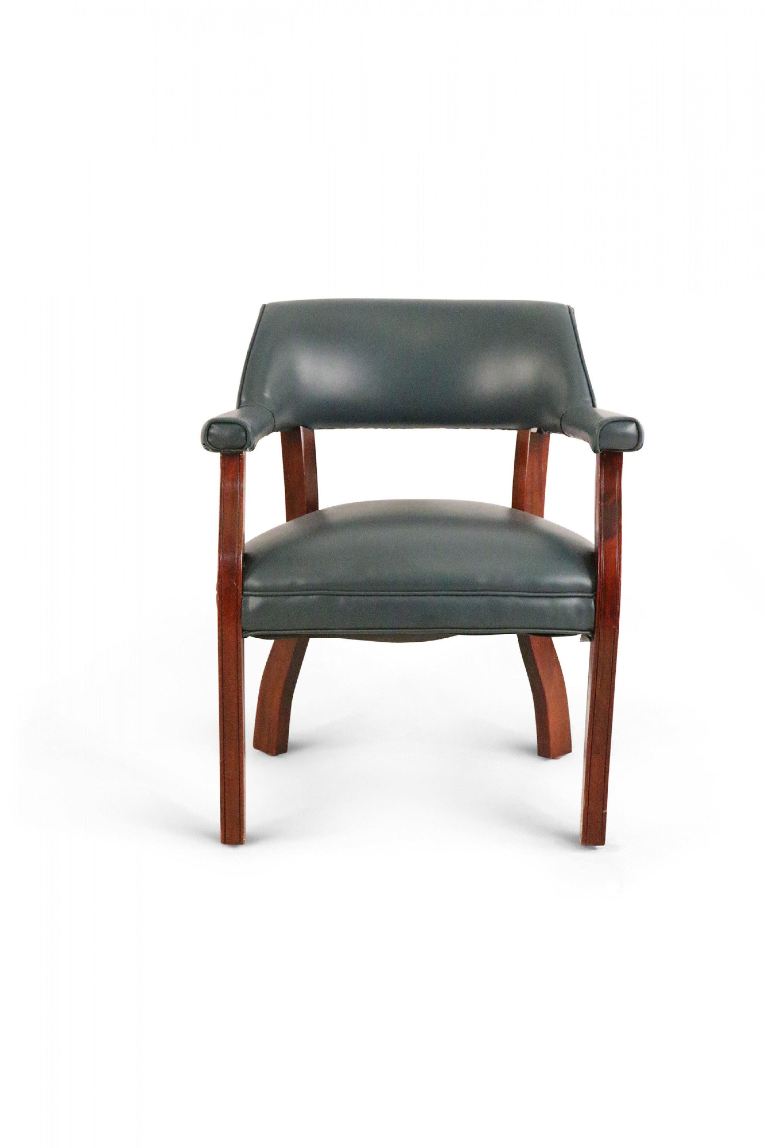 Pair of Mid-Century Style Blue Faux Leather Armchair For Sale 2