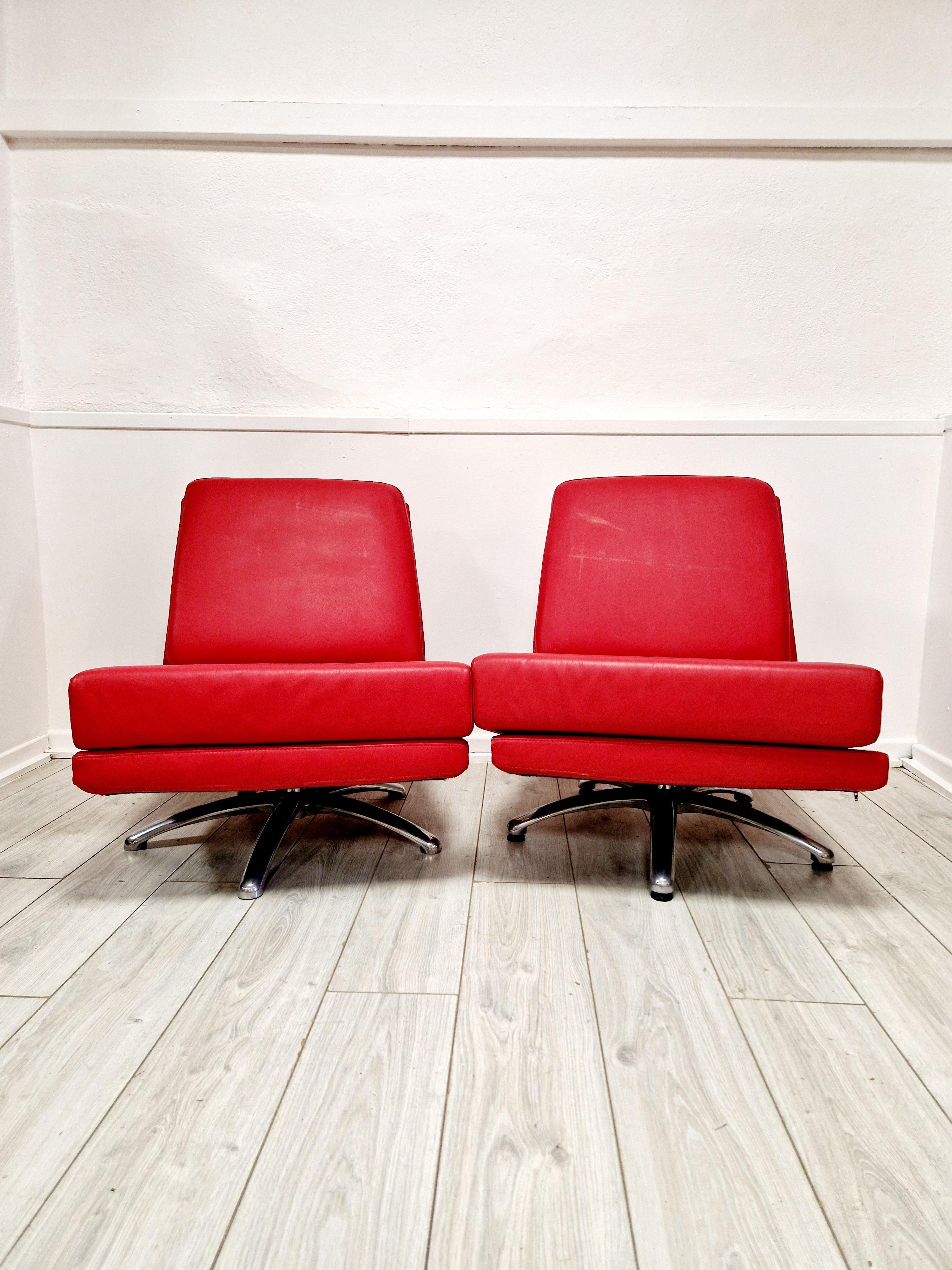 Pareja de sillas giratorias Breeze de estilo Mid Century Cajus Maelum para Fjords Cromo en venta