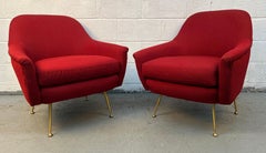 Pair of Mid-Century Style Burgundy Lounge Chairs