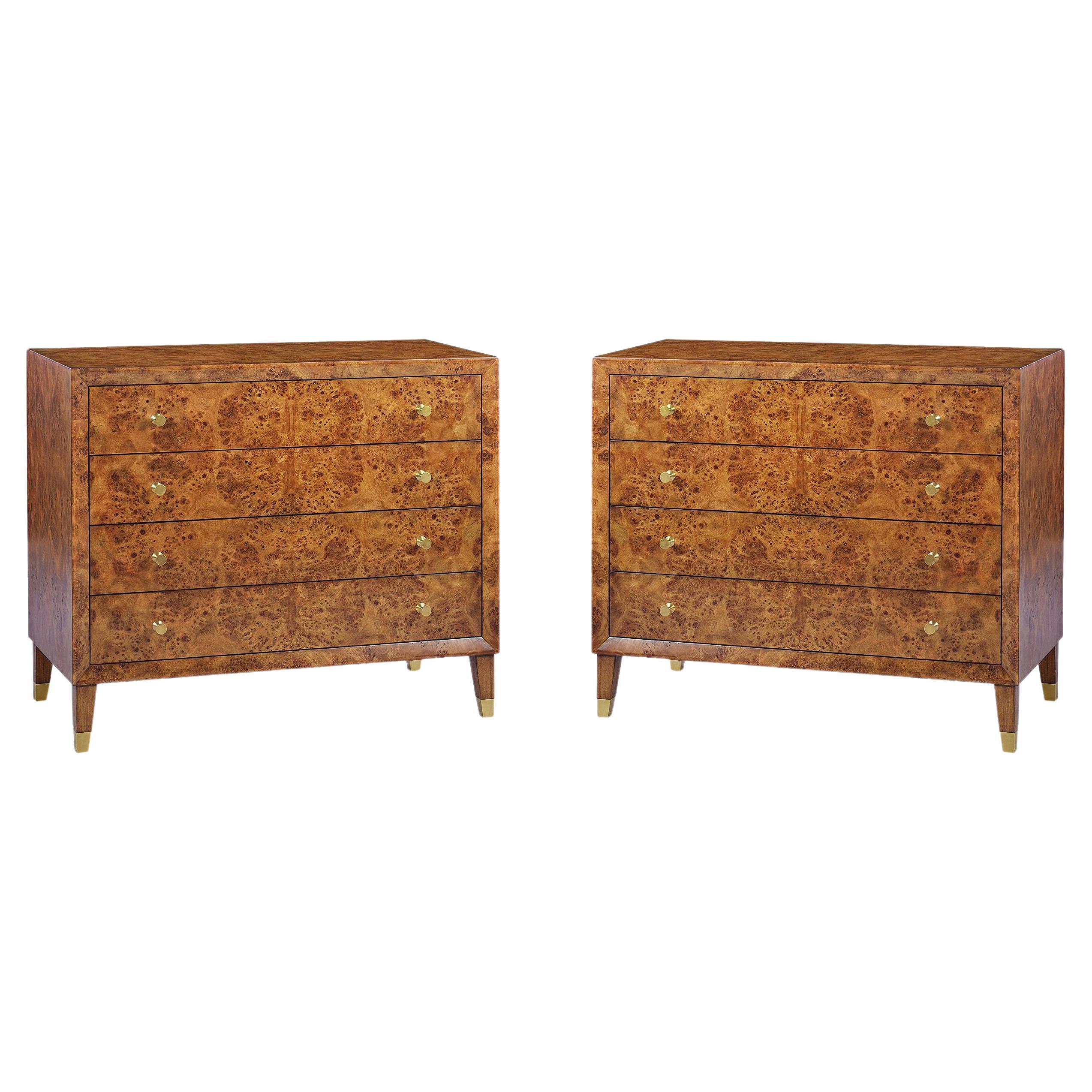 Pair of Mid-Century Style Burl Dresser