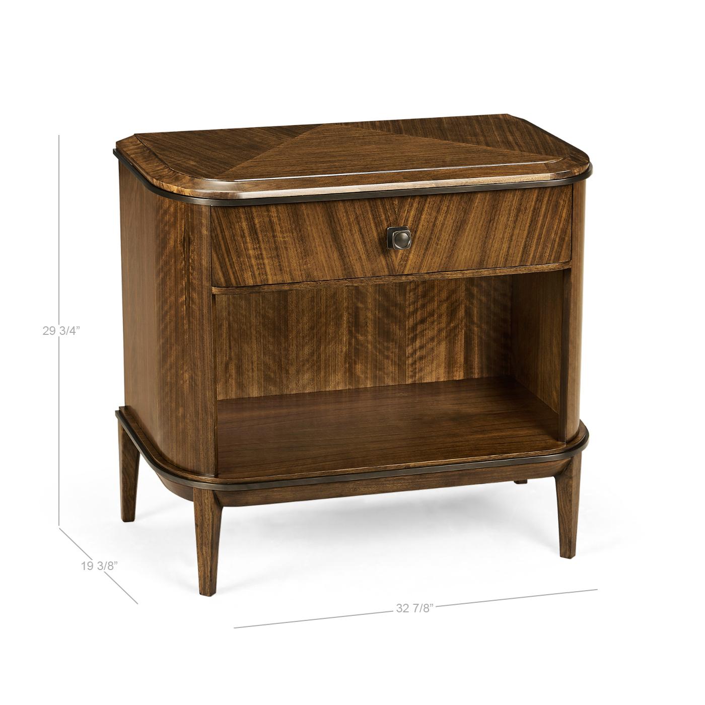 Contemporary Pair of Mid Century Style D Form Nightstands For Sale
