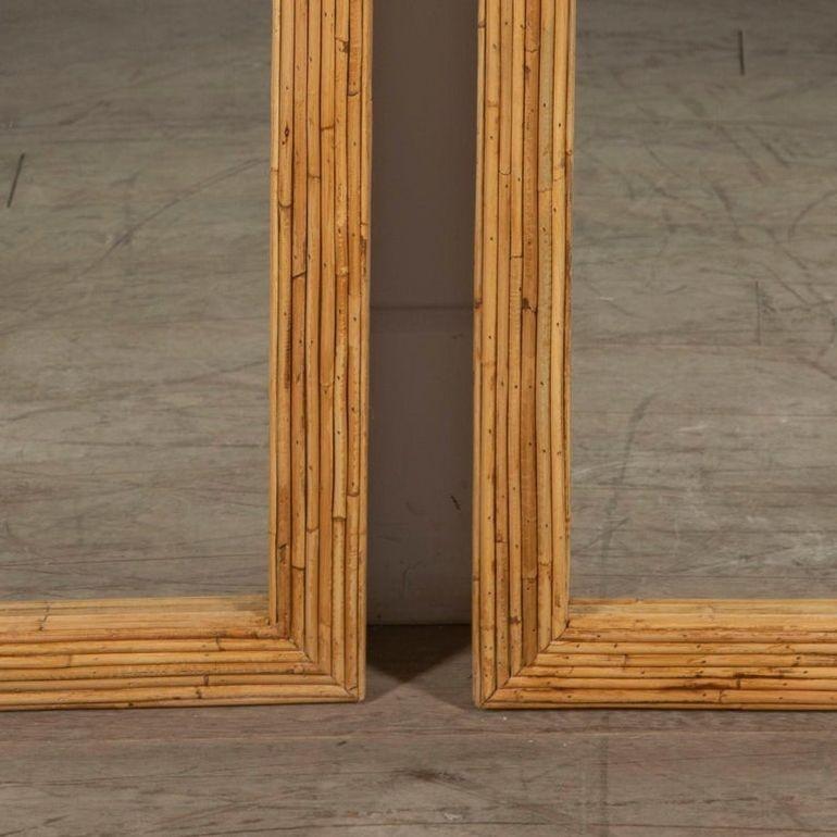 Contemporary Pair of Mid-Century Style French Bamboo Mirrors For Sale