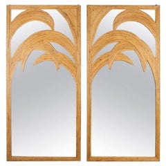 Pair of Mid-Century Style French Bamboo Mirrors