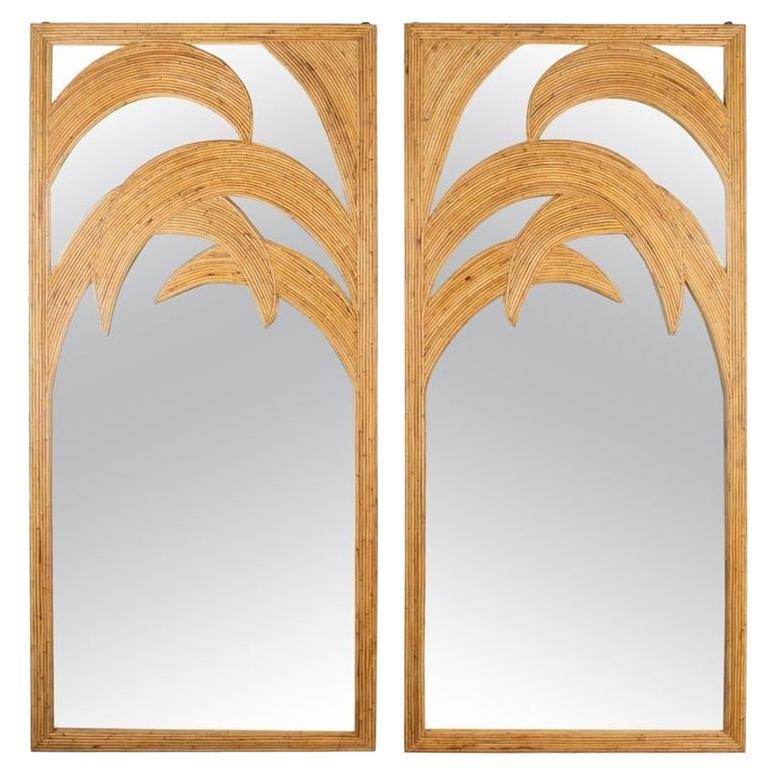 Pair of Mid-Century Style French Bamboo Mirrors For Sale