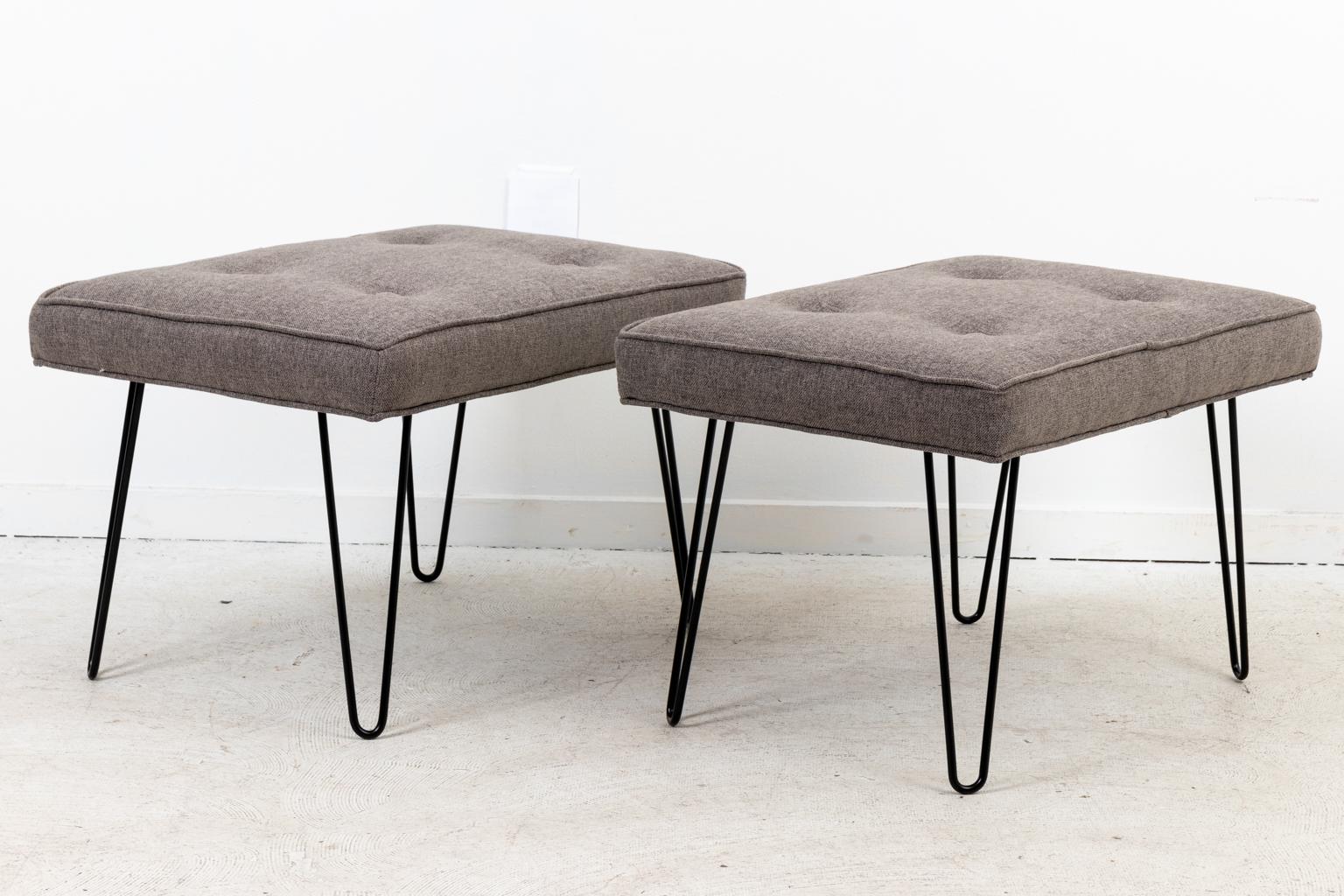 Upholstery Pair of Midcentury Style Hairpin Benches