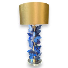 Pair of Mid-century Style Murano glass butterflies table lamps, 21th Century