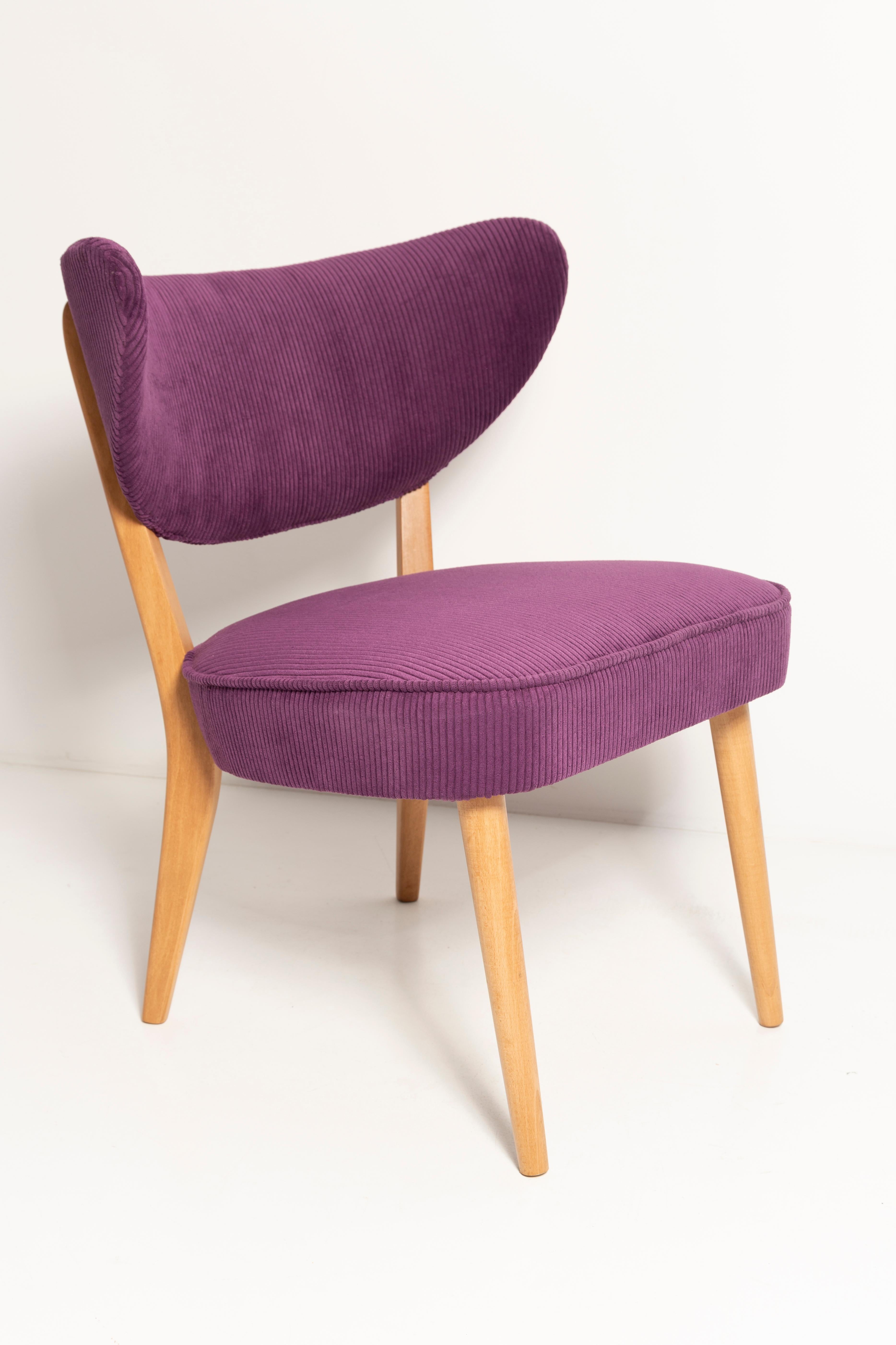 Polish Pair of Midcentury Style Violet Velvet Club Chairs, by Vintola Studio, Europe For Sale