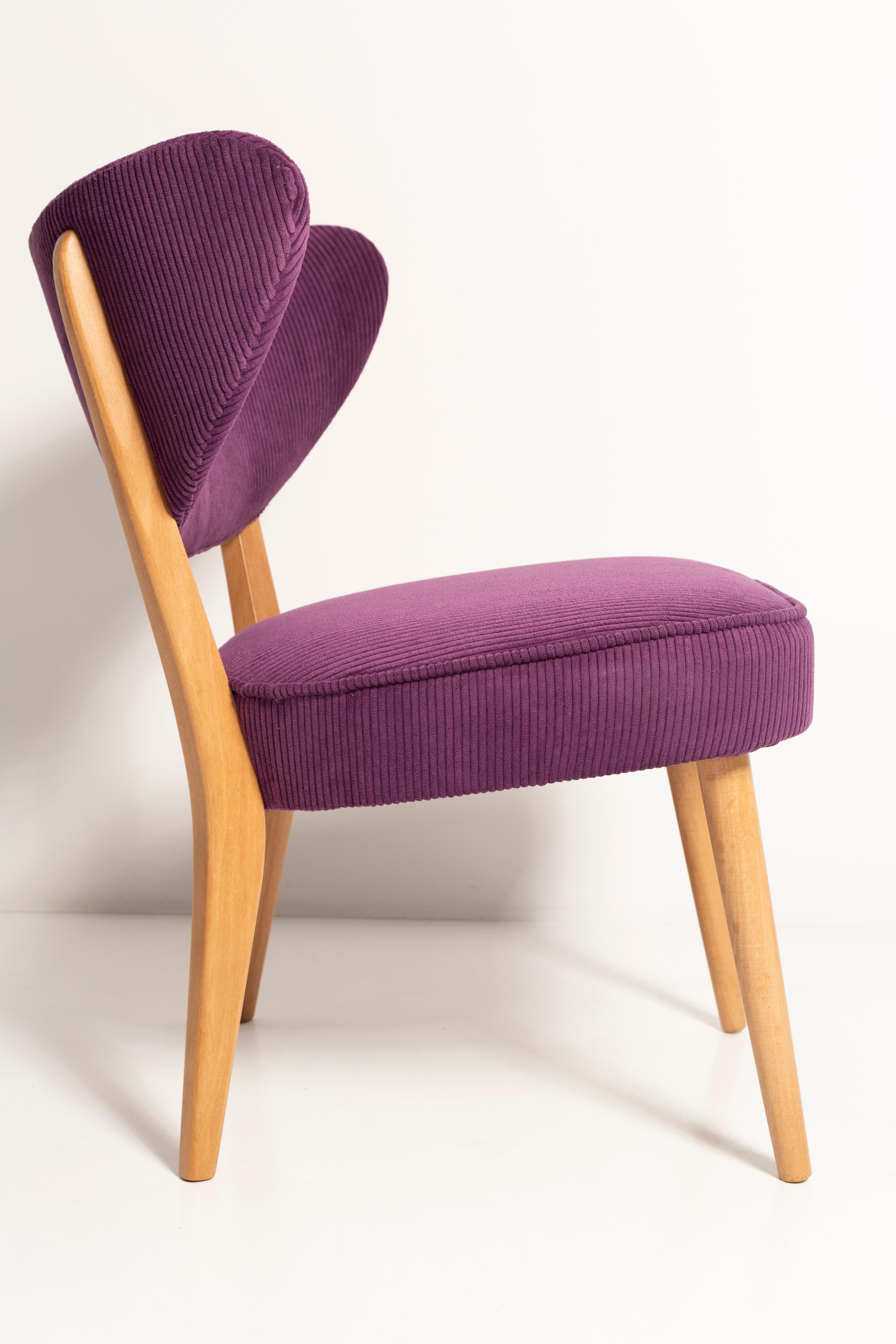 Hand-Painted Pair of Midcentury Style Violet Velvet Club Chairs, by Vintola Studio, Europe For Sale