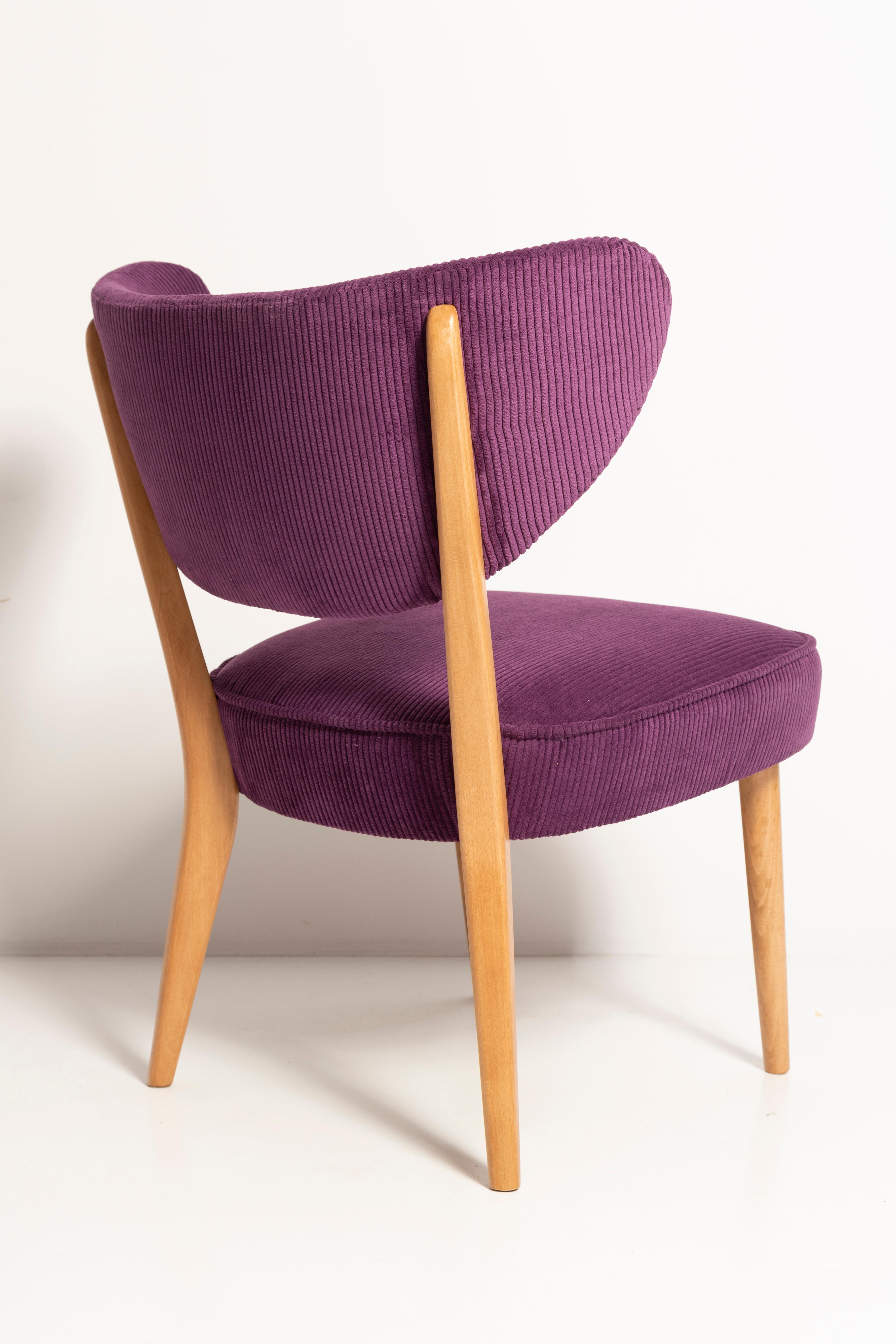 Pair of Midcentury Style Violet Velvet Club Chairs, by Vintola Studio, Europe In Excellent Condition For Sale In 05-080 Hornowek, PL