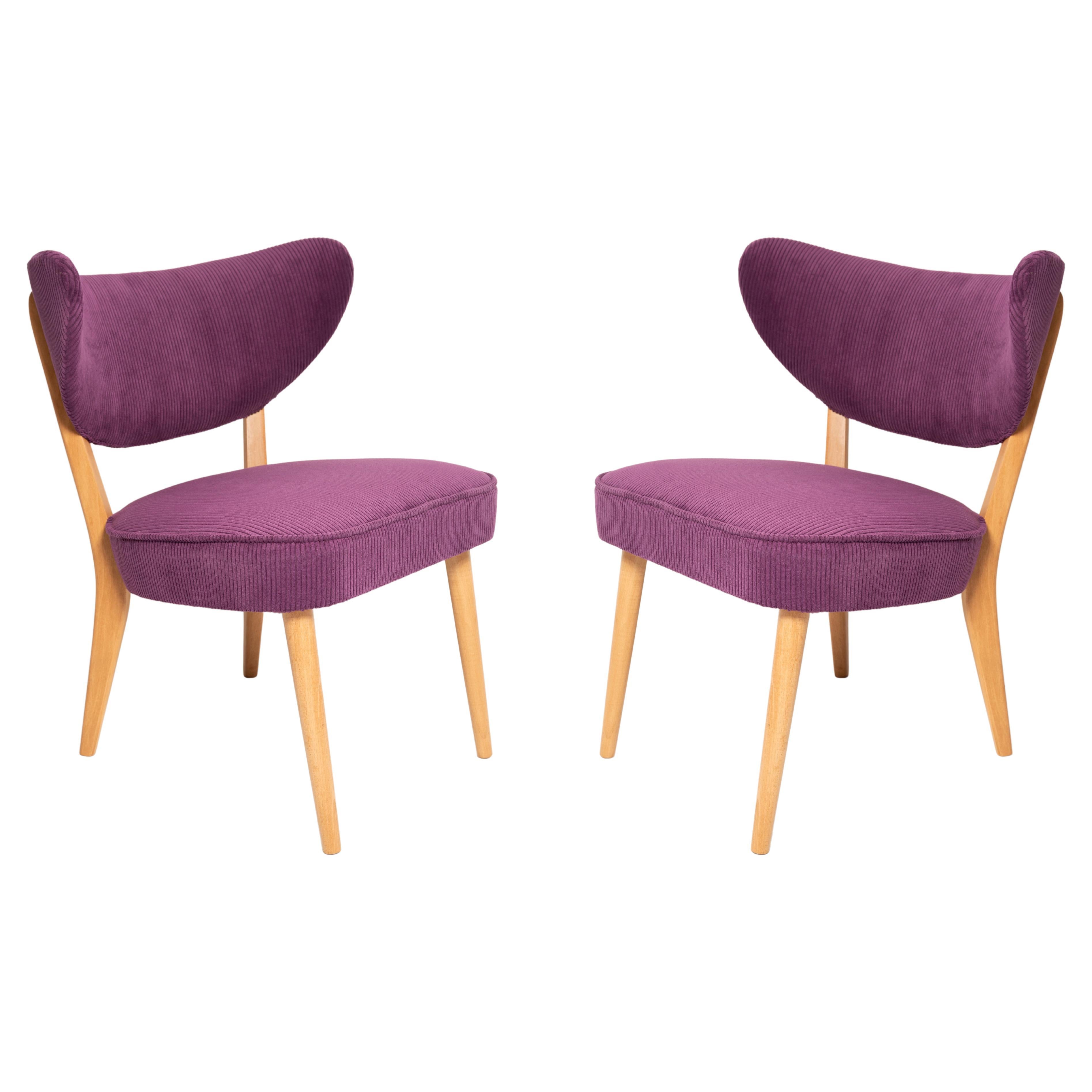 Violette Samt-Clubsessel im Mid-Century-Stil, von Vintola Studio, Europa, Paar im Angebot