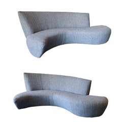 Pair of Mid Century Style Vladimir Kagan Serpentine Sofas with New Upholstery
