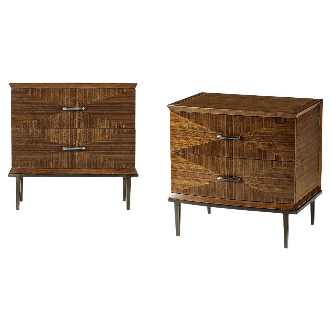 Pair of Mid Century Style Walnut Nightstands