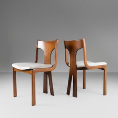 Pair of Mid-century style wooden and fabric chairs