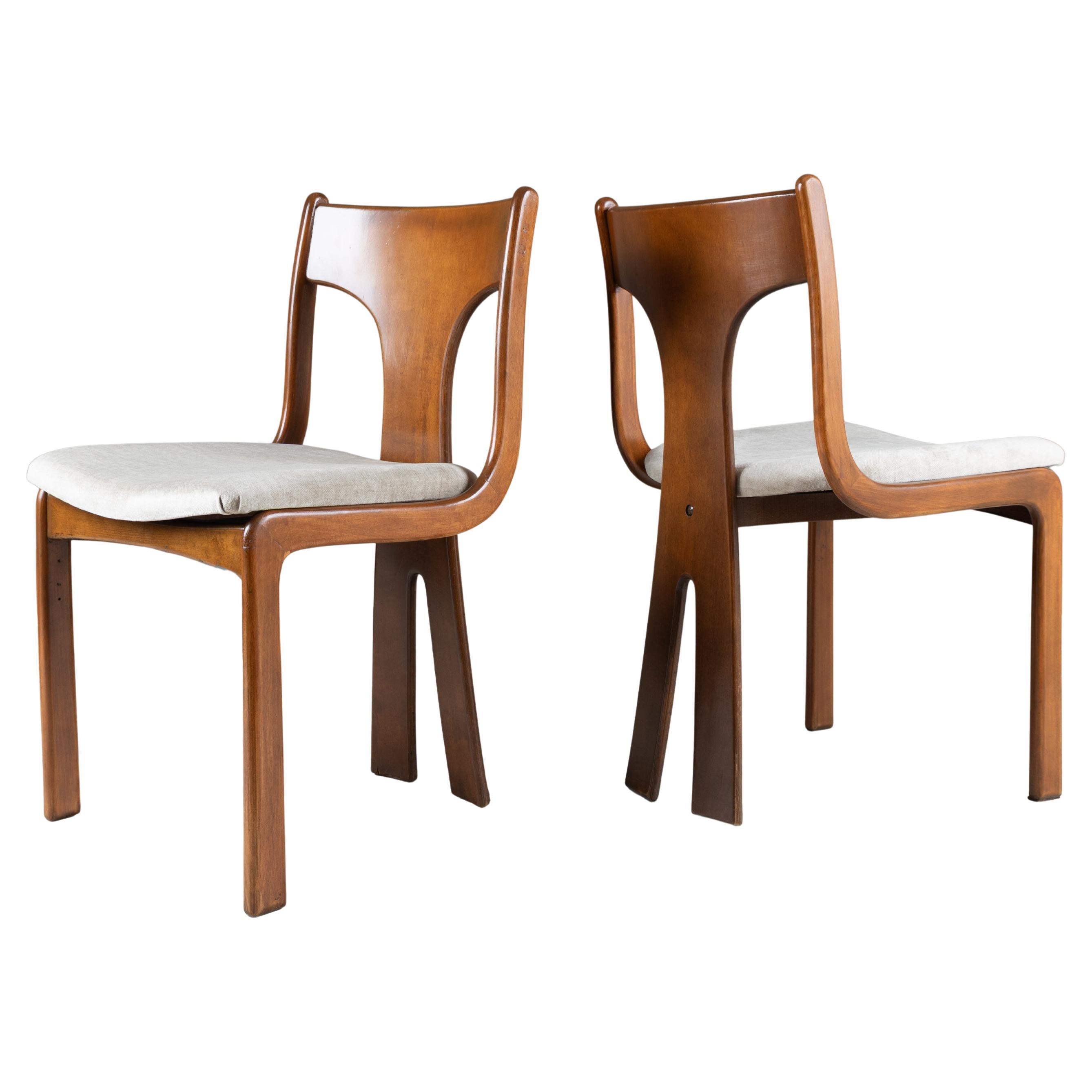 Pair of Mid-century style wooden and fabric chairs