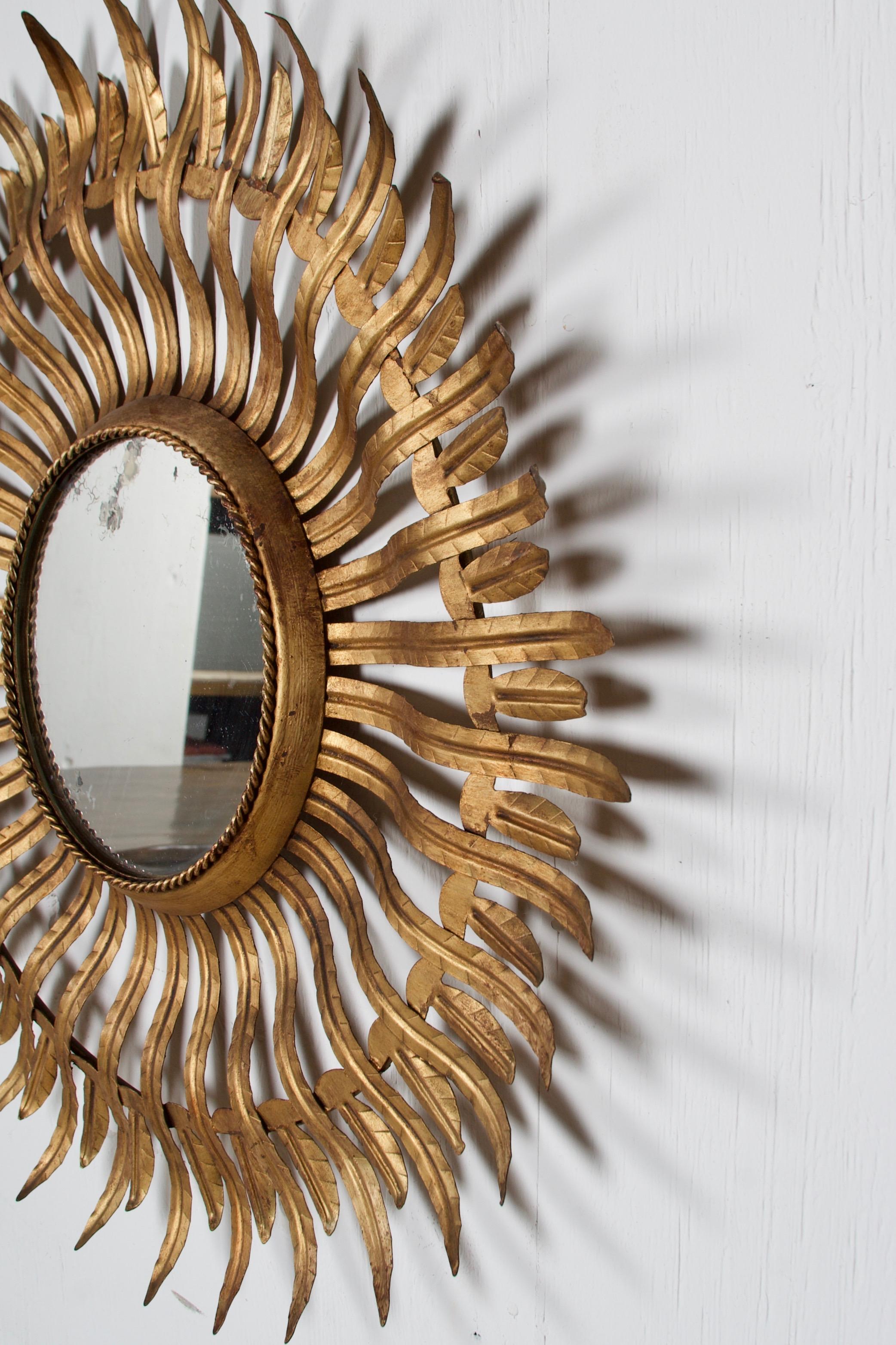 Mid-Century Modern Pair of Midcentury Sunburst Mirrors-sold as a pair