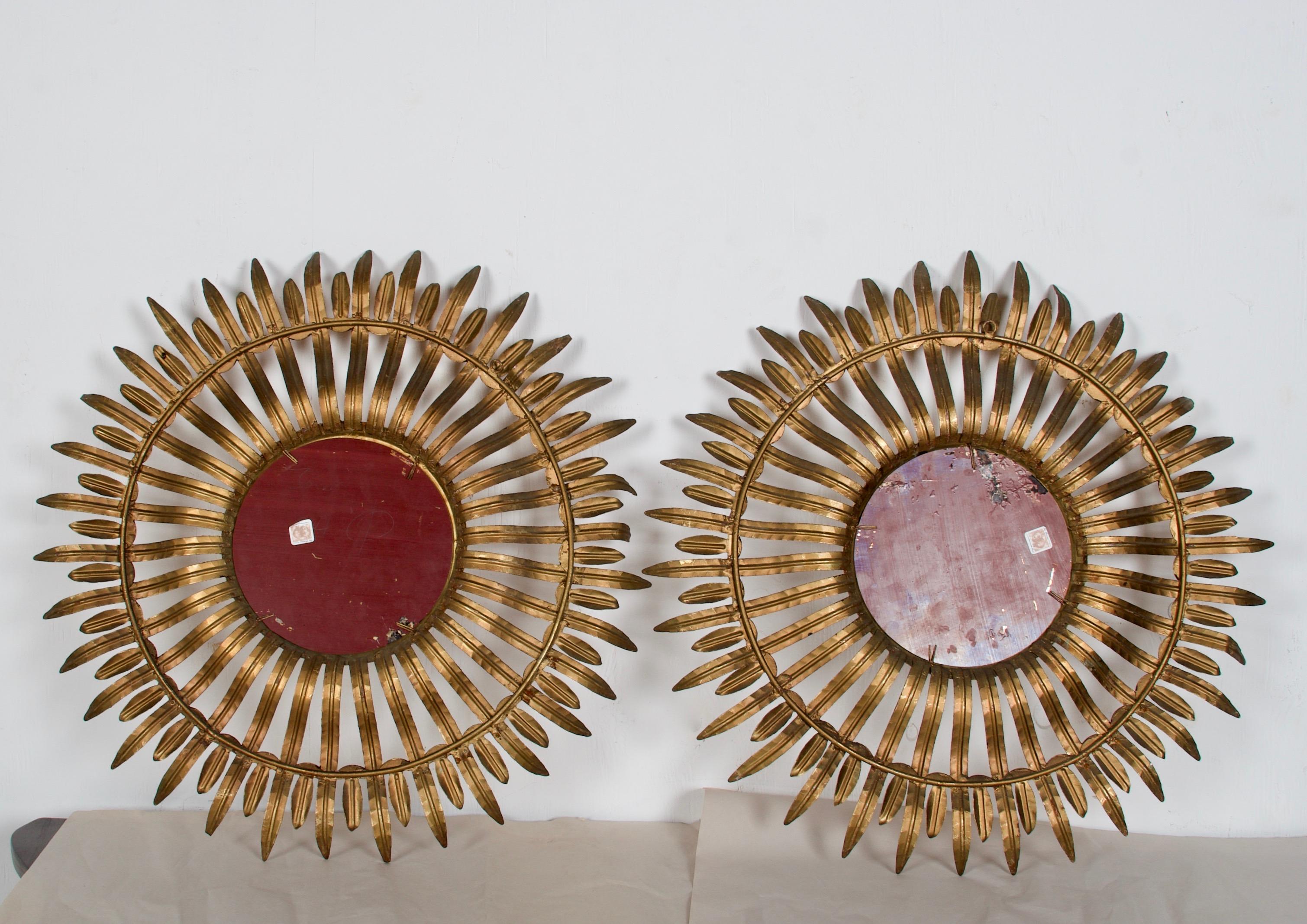 Italian Pair of Midcentury Sunburst Mirrors-sold as a pair