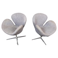 Retro Pair of Midcentury Swan Swivel Chairs