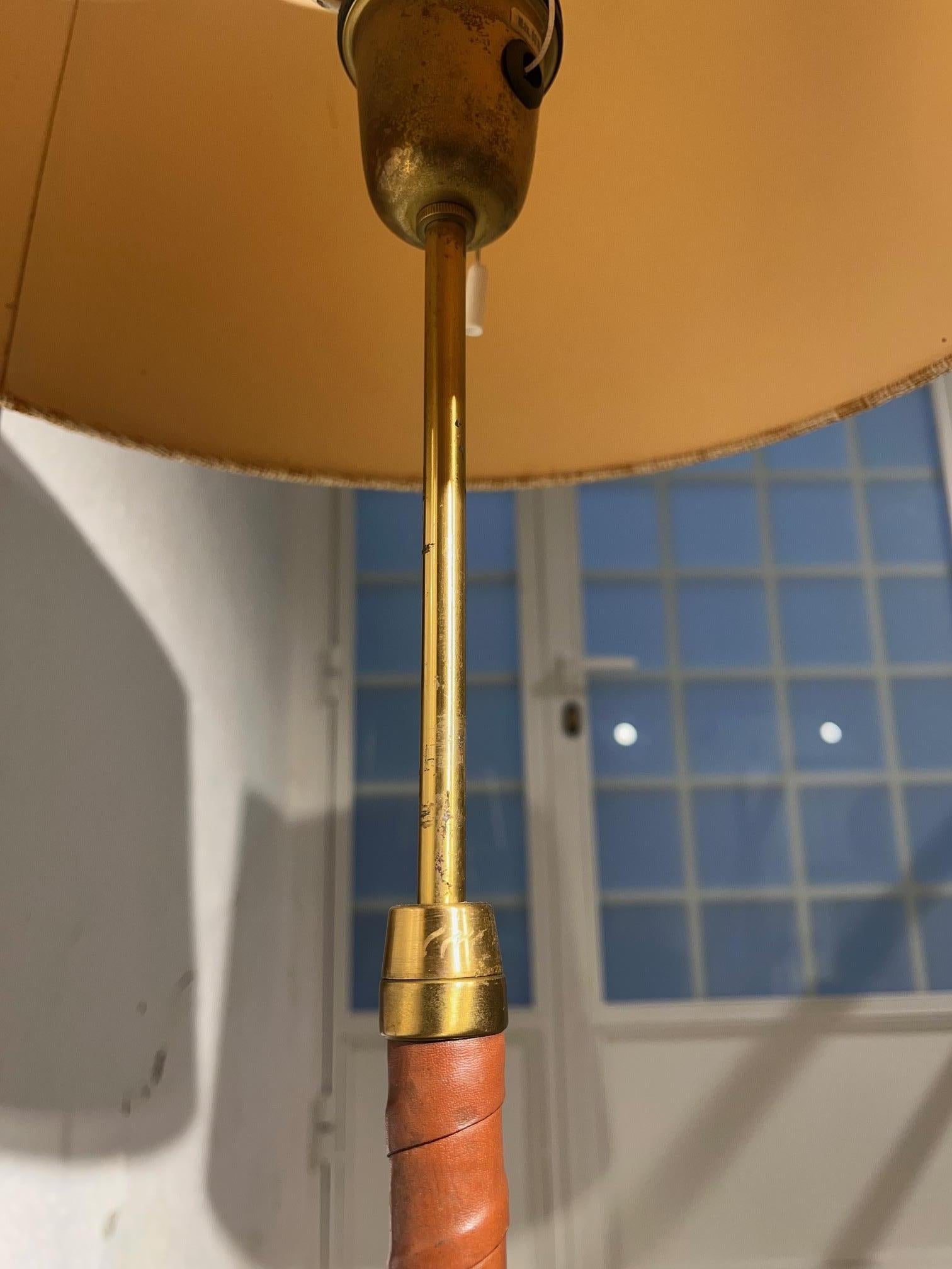 Pair of Mid-Century Sweden Brass and Leather Floor Lamps by Einar Bäckström. For Sale 10