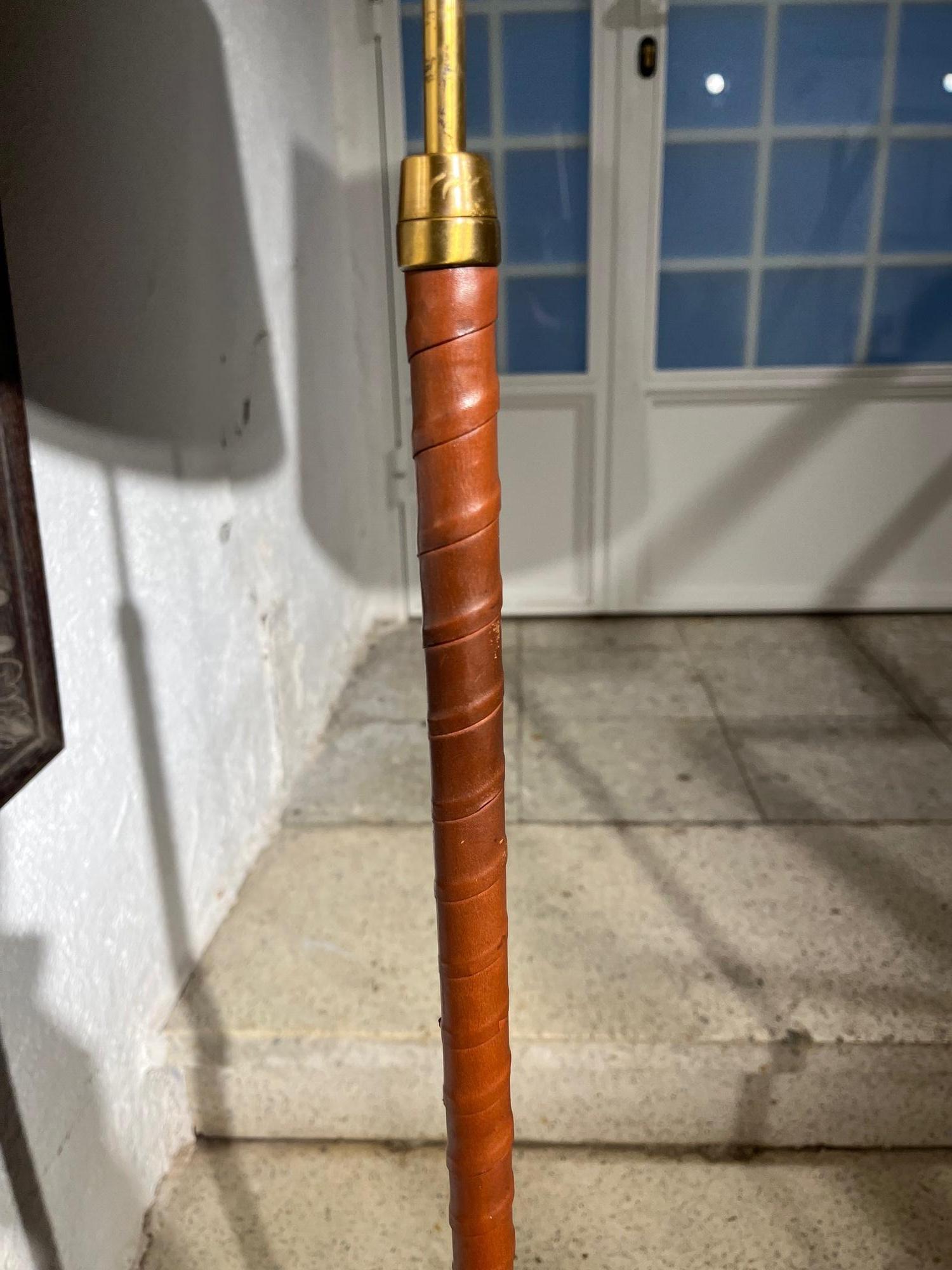 Other Pair of Mid-Century Sweden Brass and Leather Floor Lamps by Einar Bäckström. For Sale