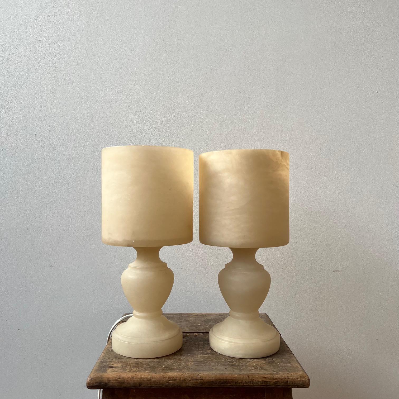 Pair of Mid-Century Swedish Alabaster Table Lamps 11