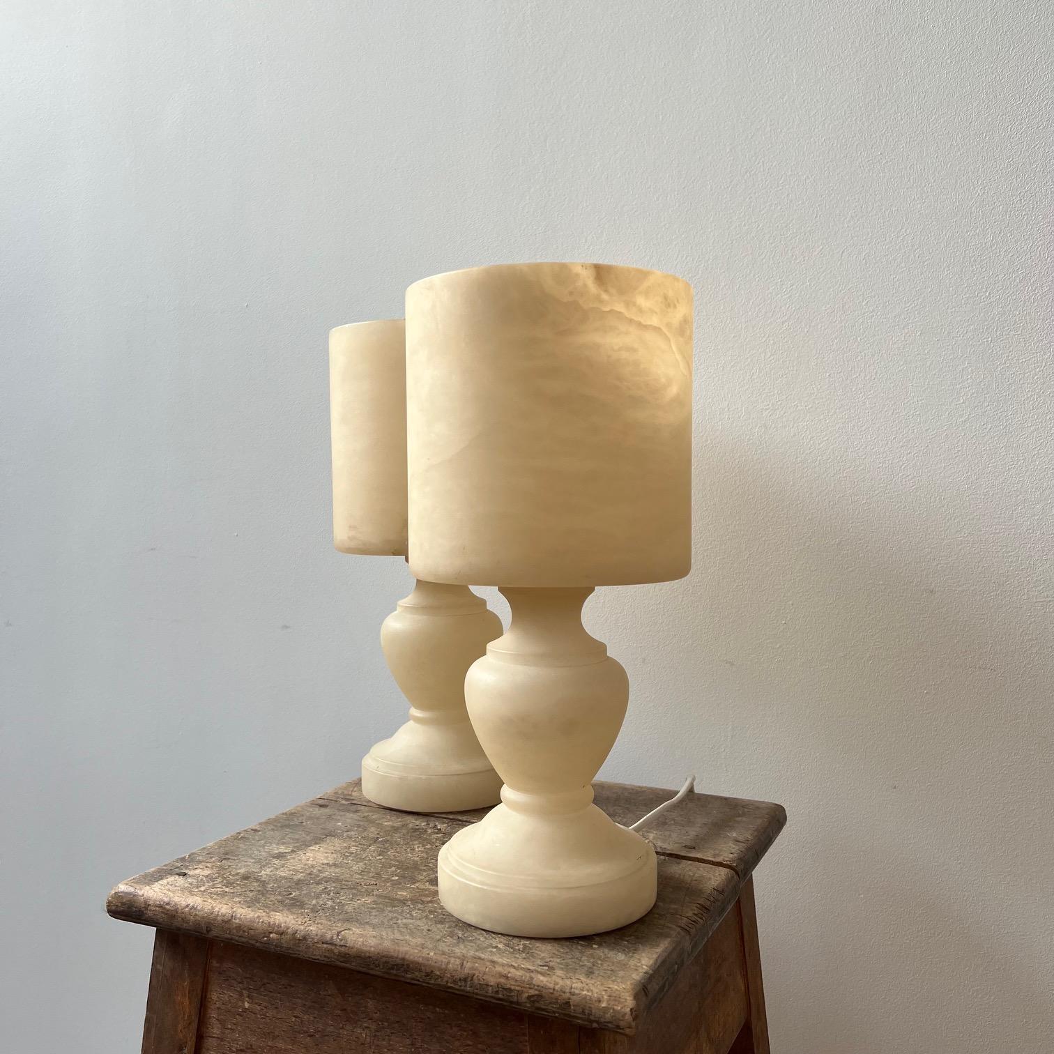Mid-Century Modern Pair of Mid-Century Swedish Alabaster Table Lamps