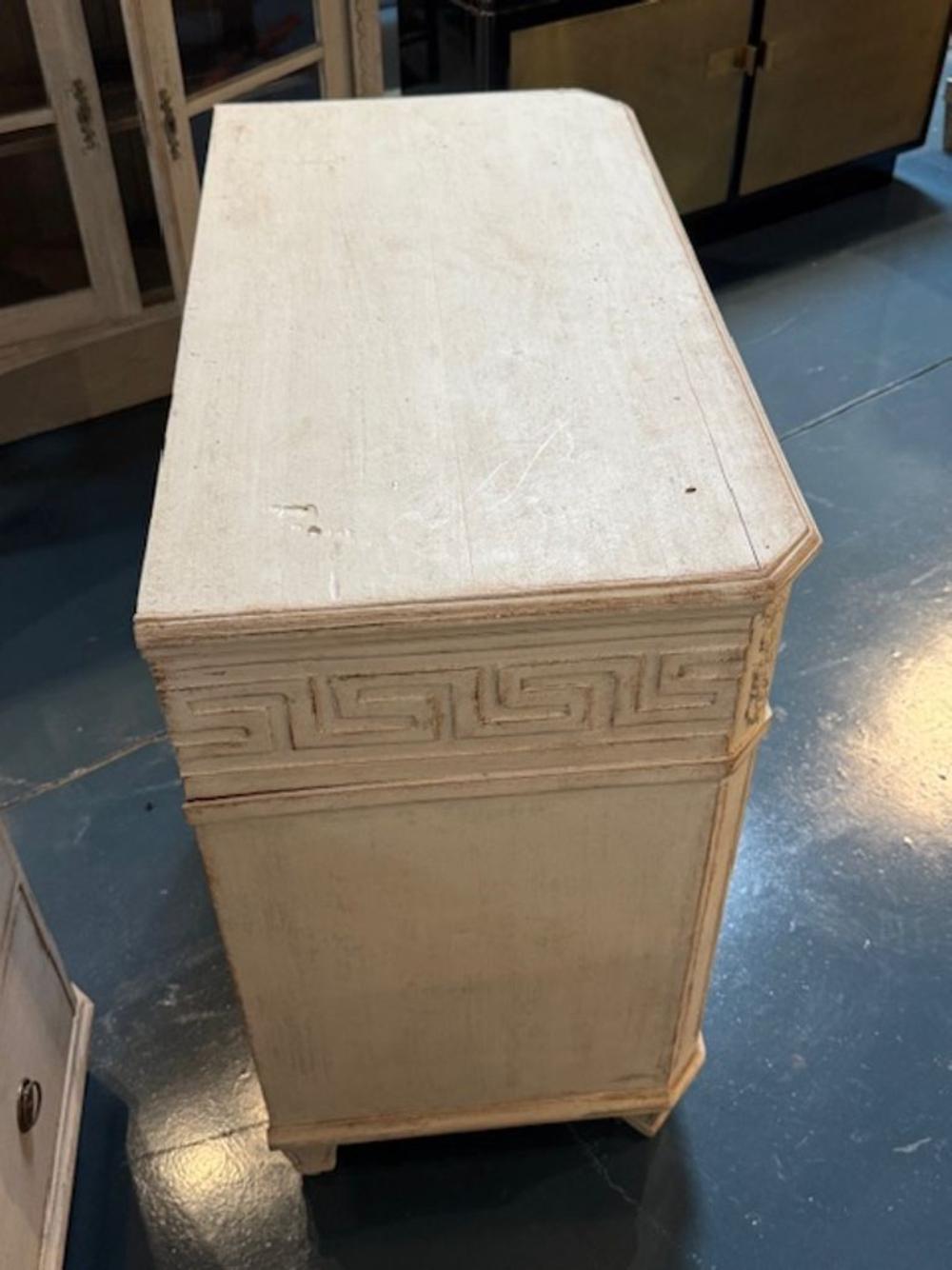 Pair of Mid Century Swedish Carved and Painted Gustavian Chests In Good Condition For Sale In Dallas, TX
