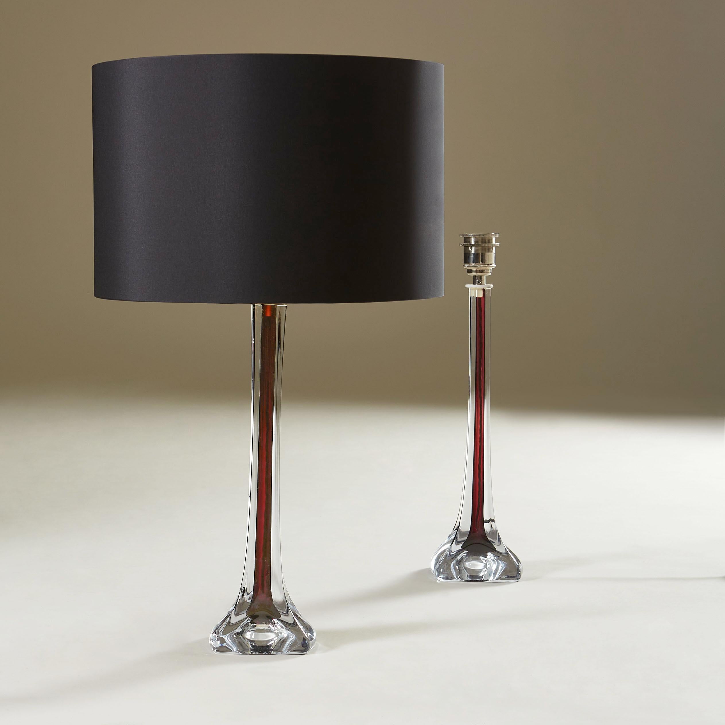 Mid-20th Century Pair of Mid-Century Swedish Flygfors Sculptural Purple Glass Table Lamps