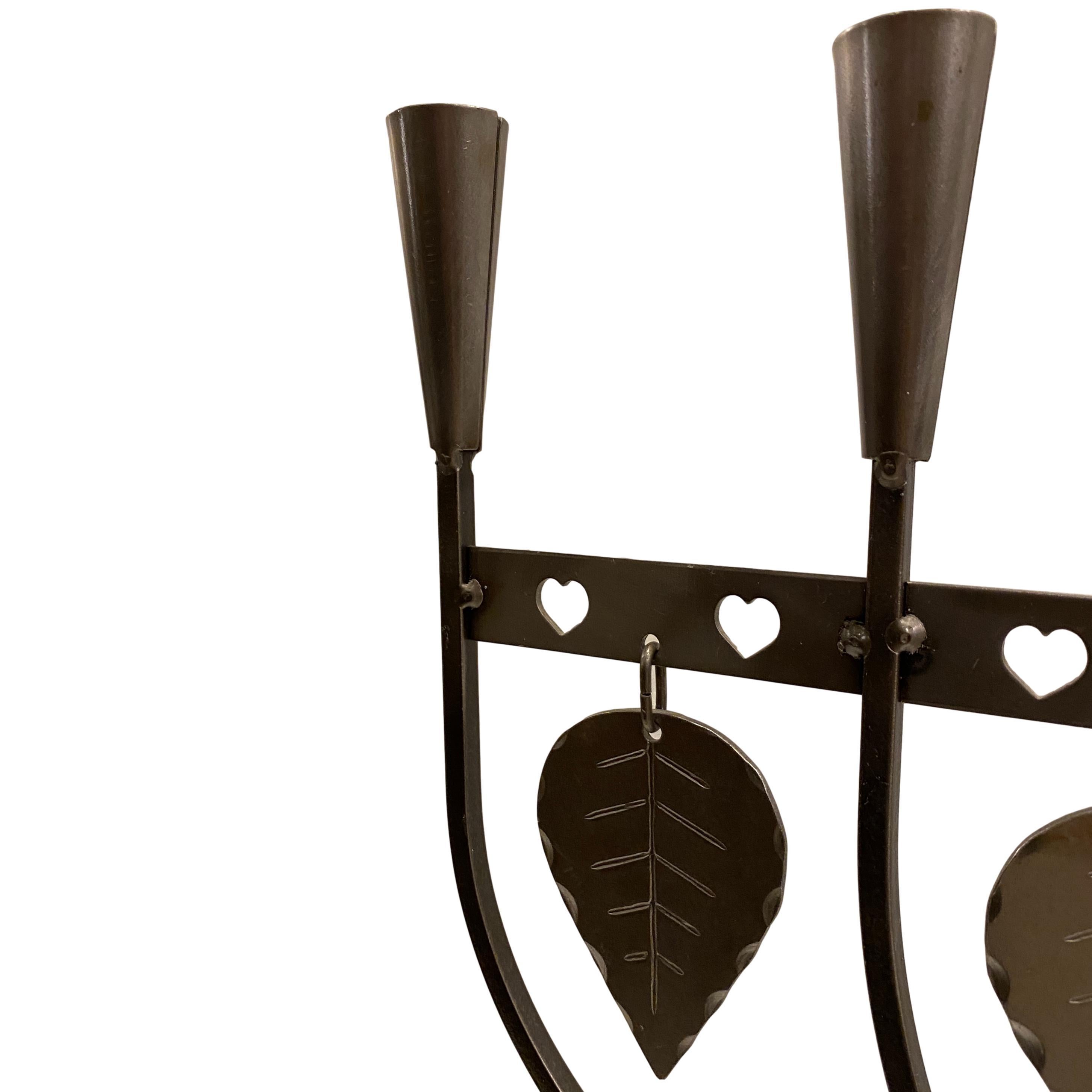 Mid-20th Century Pair of Midcentury Swedish Iron Candelabras For Sale