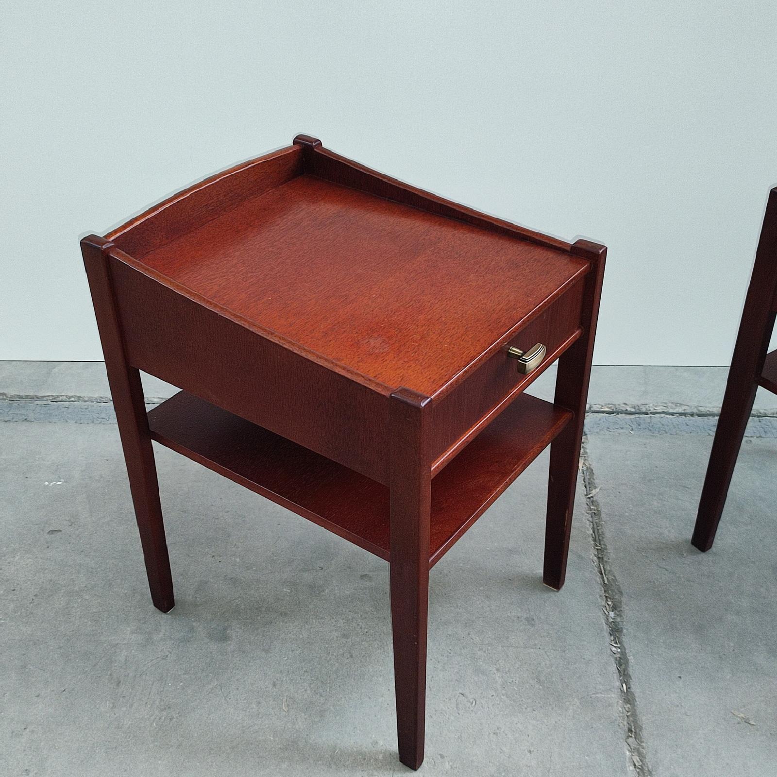 Pair of Mid-century Swedish Mahogany Nightstands, Bedside Tables, 1960s For Sale 3