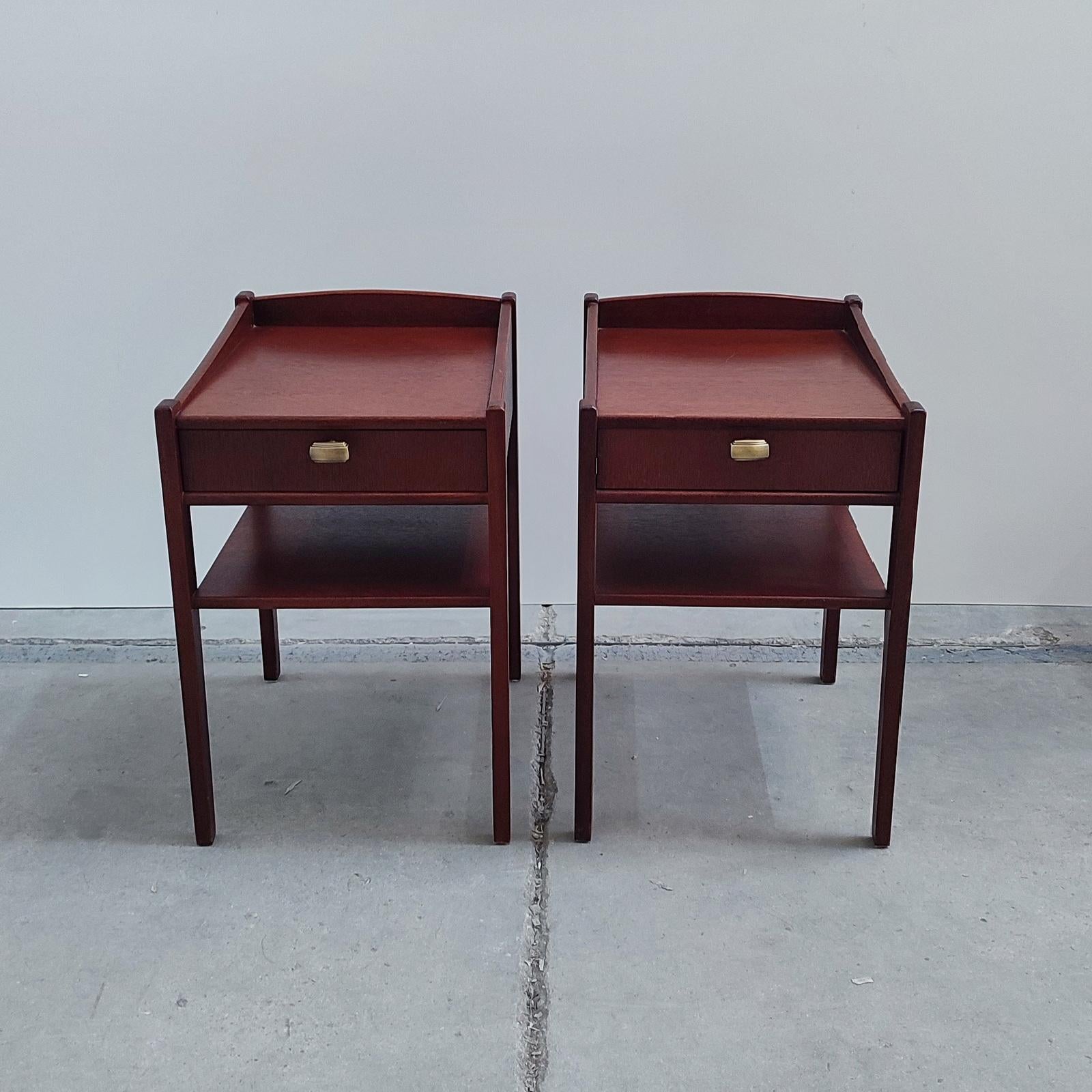 Mid-Century Modern Pair of Mid-century Swedish Mahogany Nightstands, Bedside Tables, 1960s For Sale