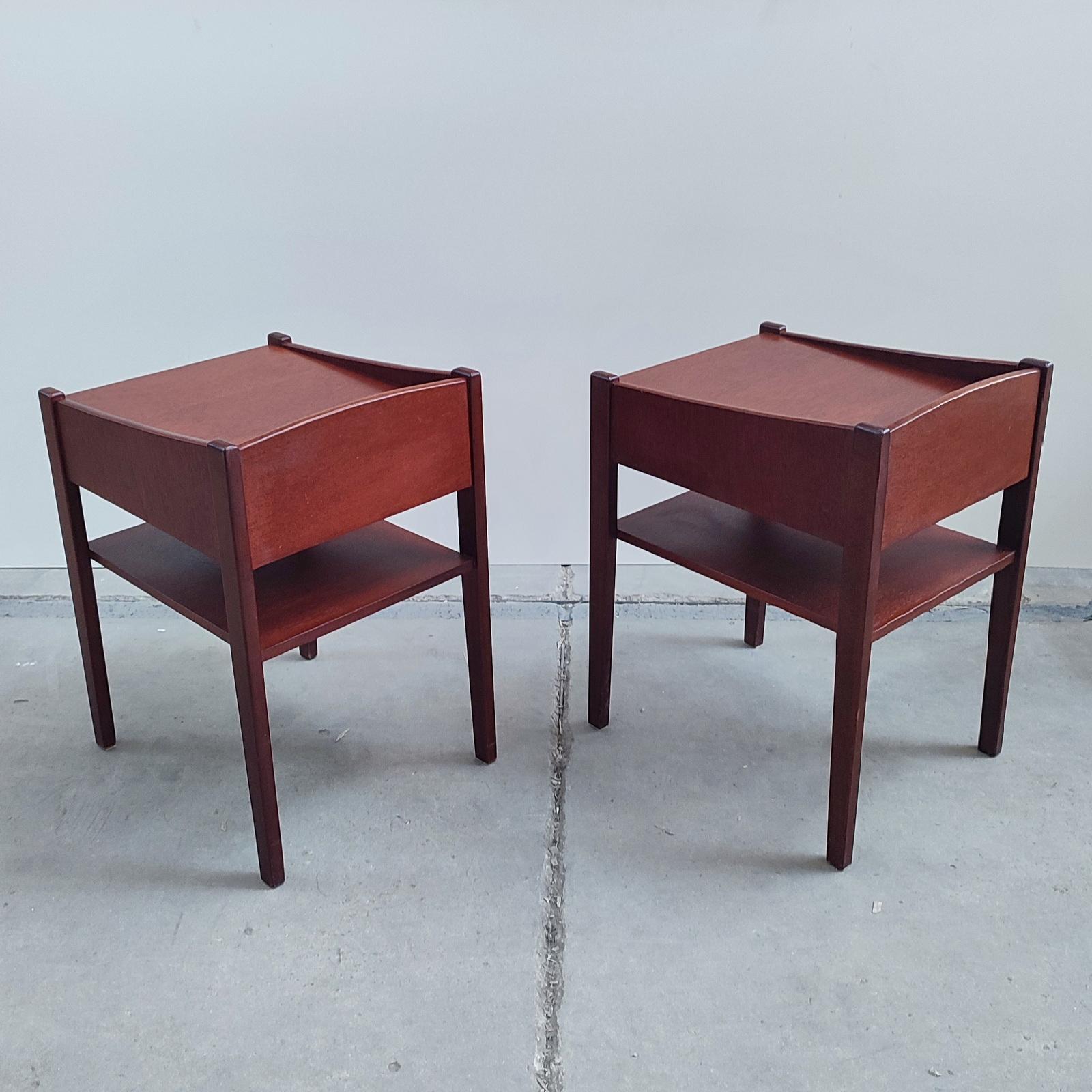 Mid-20th Century Pair of Mid-century Swedish Mahogany Nightstands, Bedside Tables, 1960s