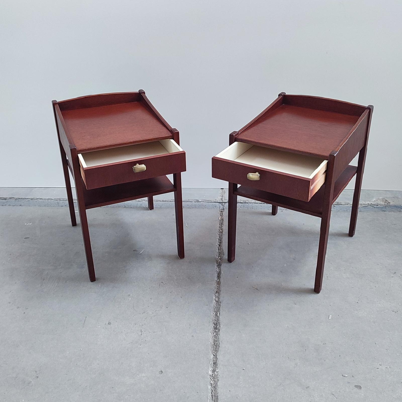 Pair of Mid-century Swedish Mahogany Nightstands, Bedside Tables, 1960s For Sale 1
