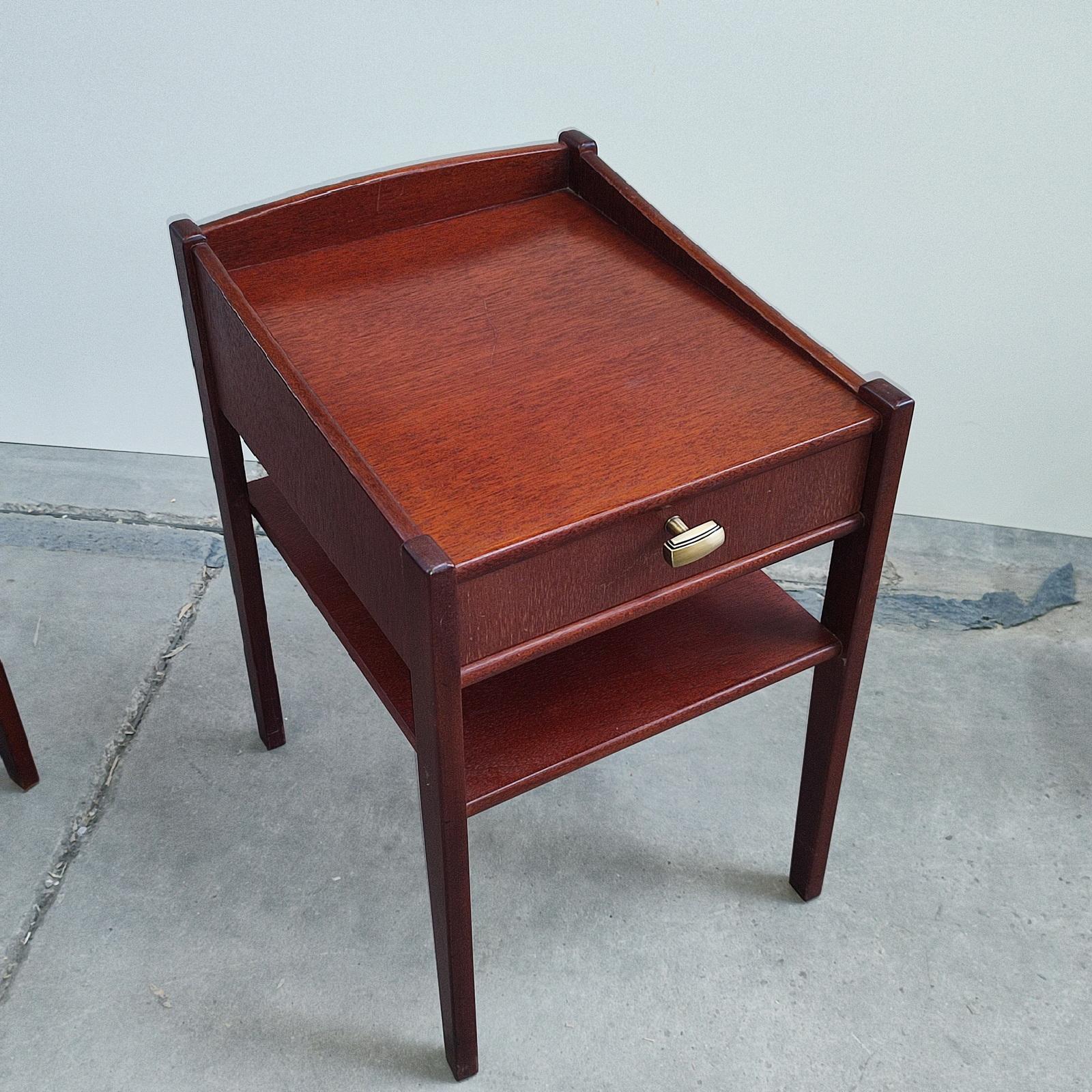 Pair of Mid-century Swedish Mahogany Nightstands, Bedside Tables, 1960s For Sale 2