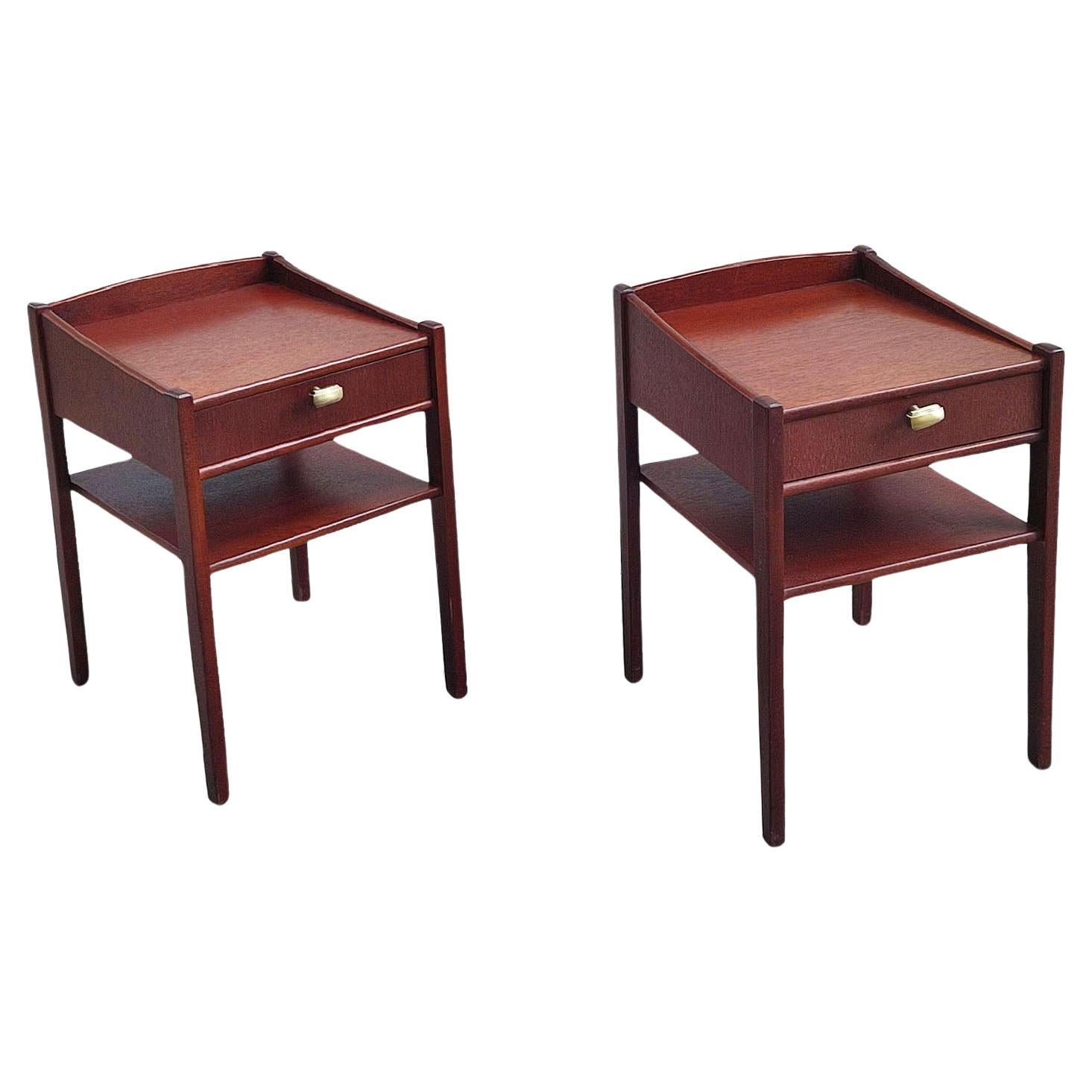 Pair of Mid-century Swedish Mahogany Nightstands, Bedside Tables, 1960s