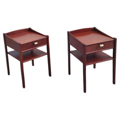 Antique Pair of Mid-century Swedish Mahogany Nightstands, Bedside Tables, 1960s