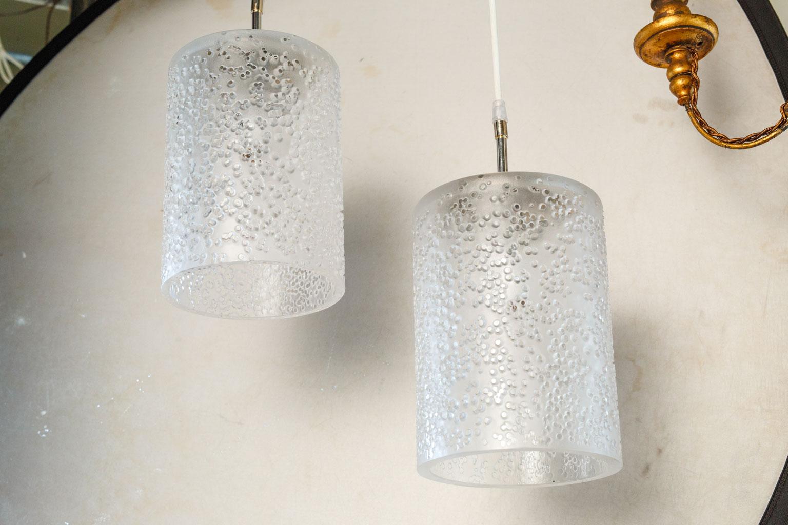 Pair of Midcentury Hand-Blown Glass Swedish Pendants 1
