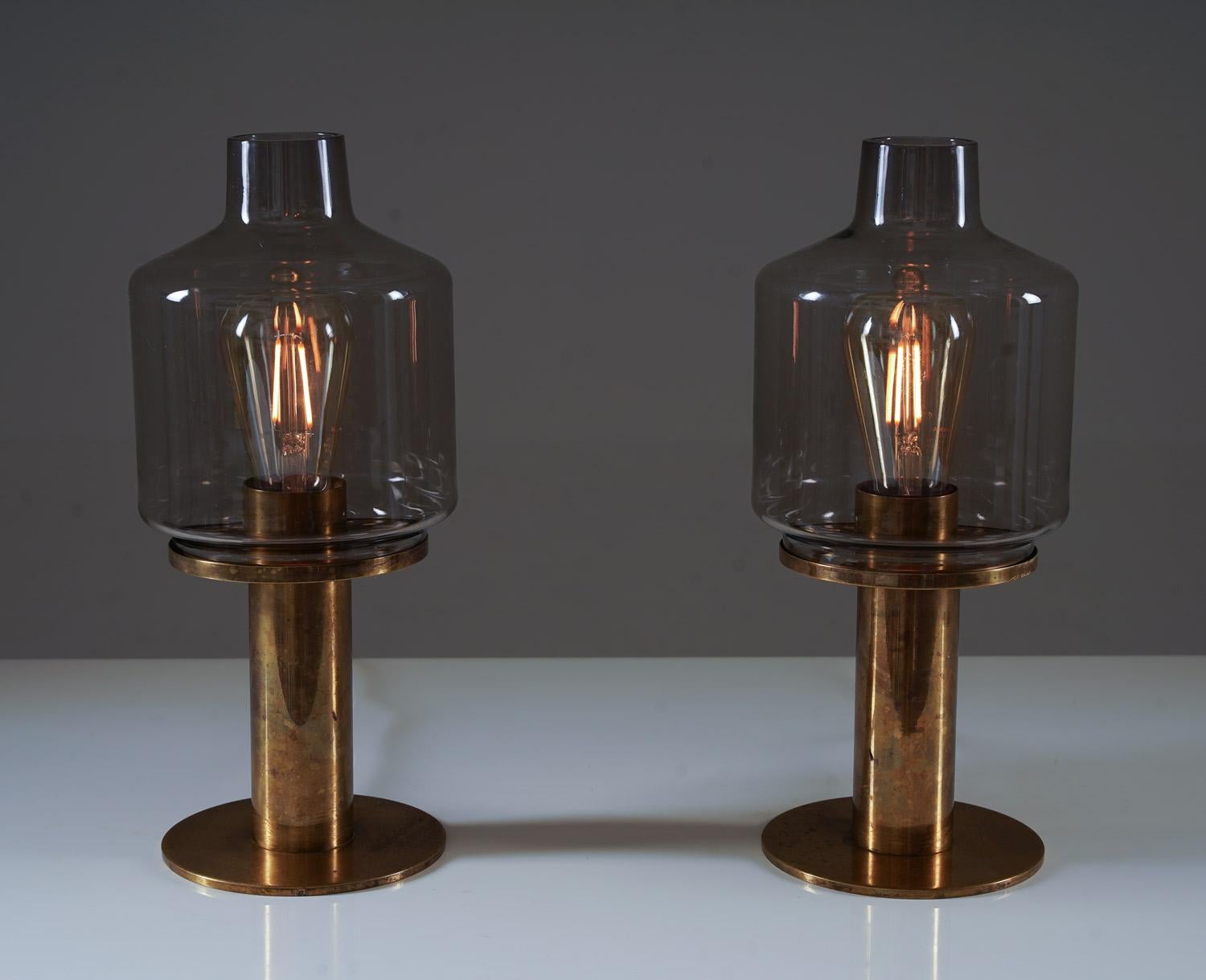Brass Pair of Mid-Century Swedish Table Lamps Model B-102 by Hans-Agne Jakobsson