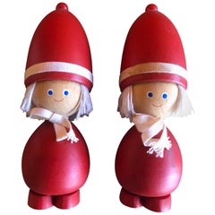 Pair of Midcentury Swedish Tomte Figures / Children / Toys