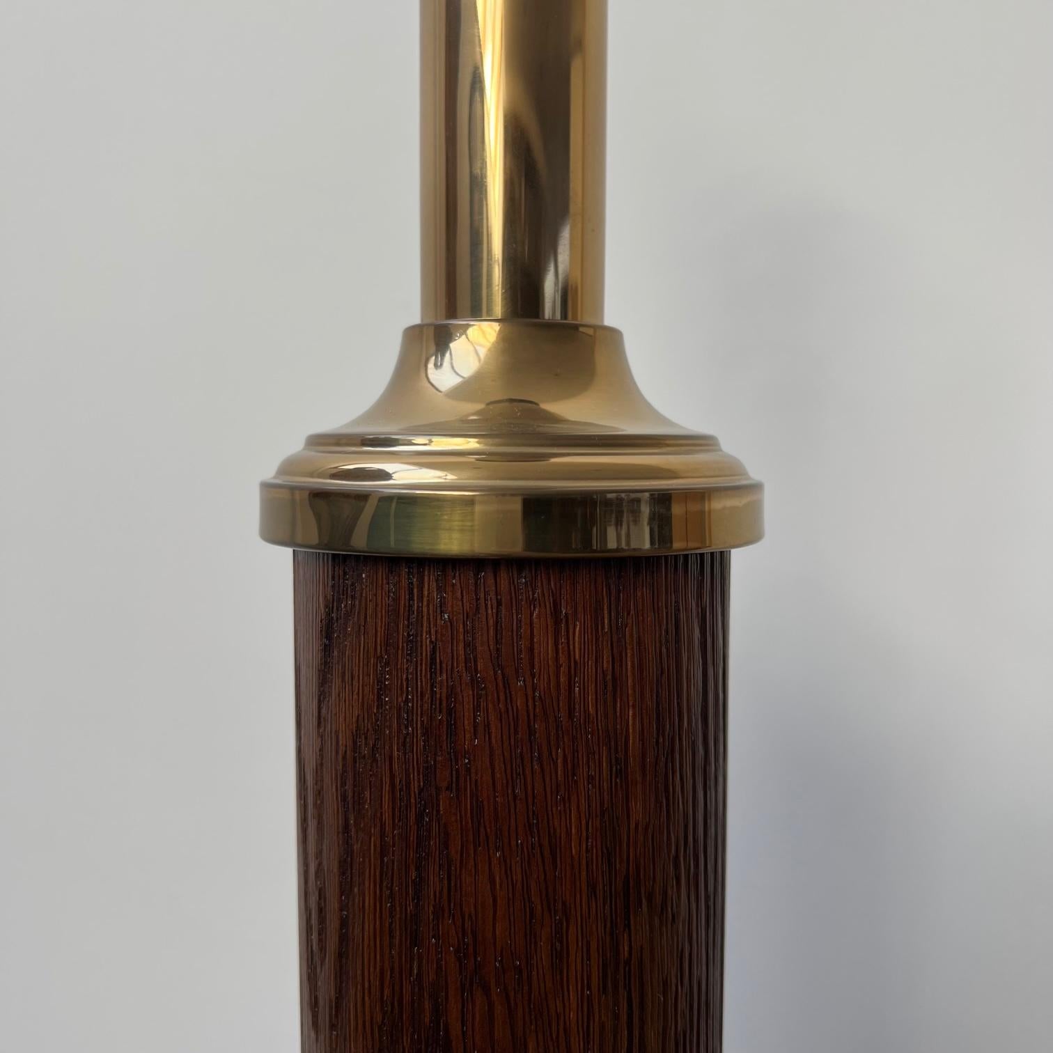 Pair of Mid-Century Swedish Wood and Brass Table Lamps 8