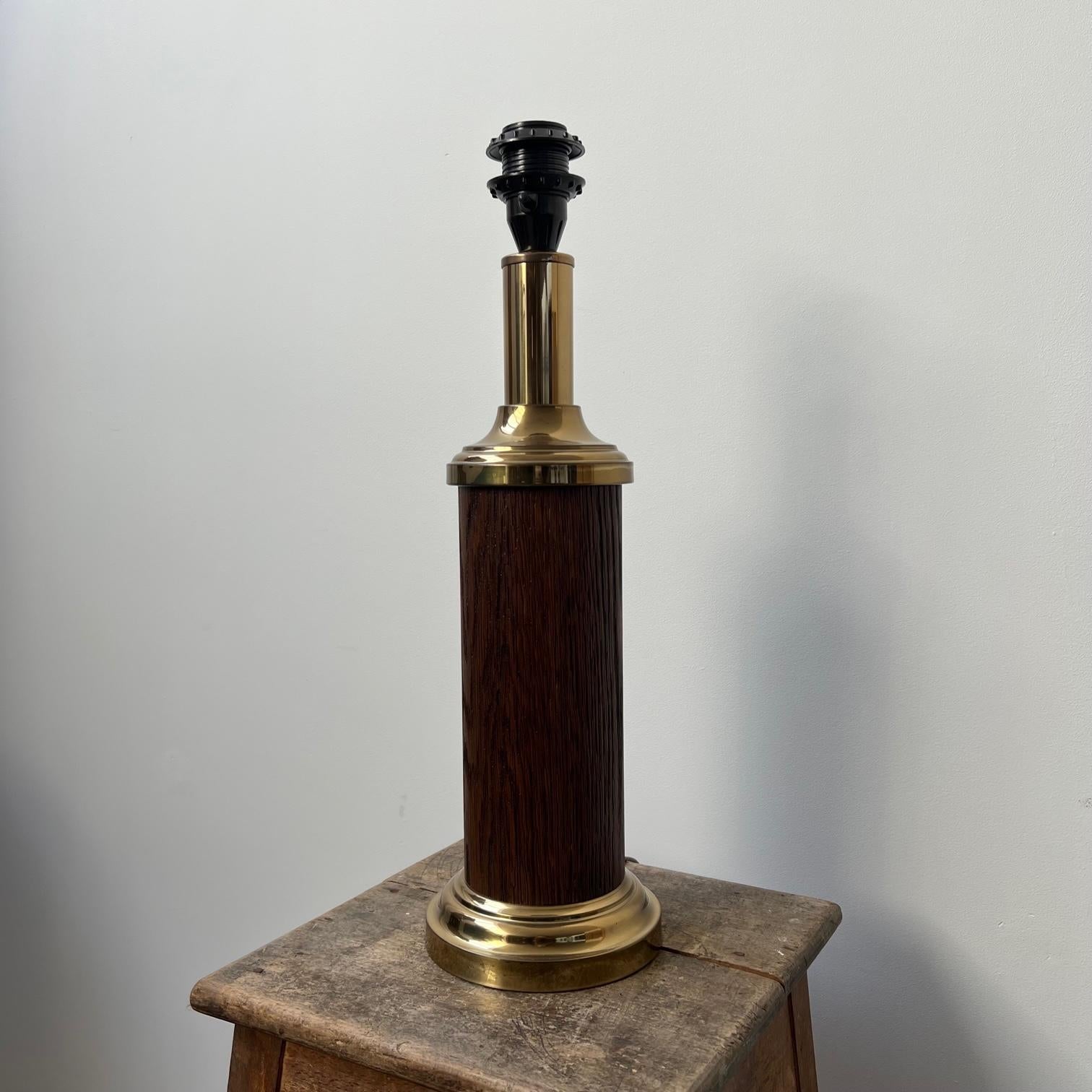 20th Century Pair of Mid-Century Swedish Wood and Brass Table Lamps