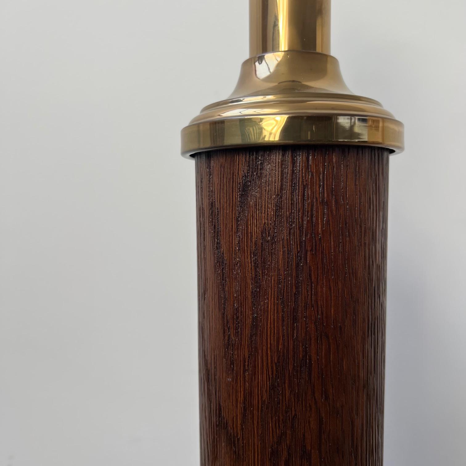 Pair of Mid-Century Swedish Wood and Brass Table Lamps 1