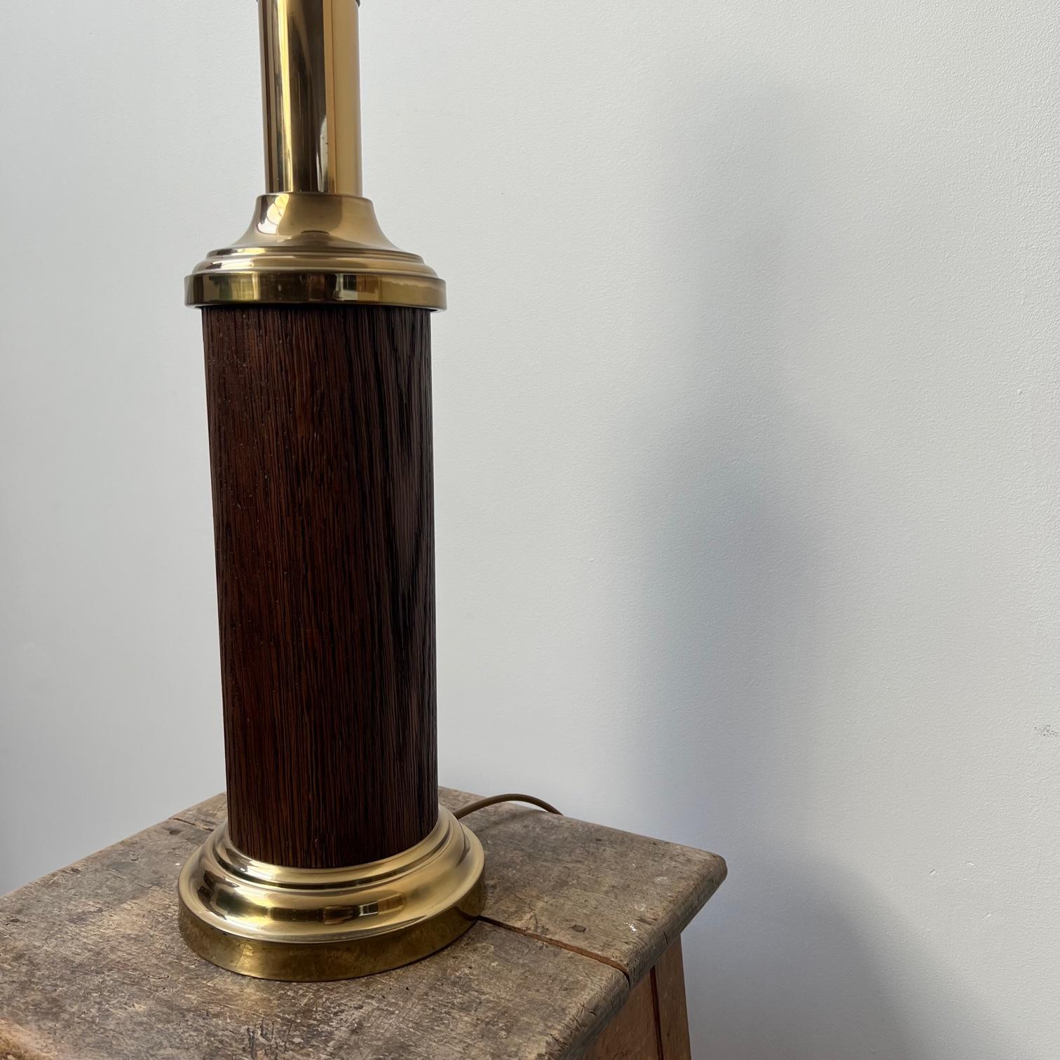 Pair of Mid-Century Swedish Wood and Brass Table Lamps 5