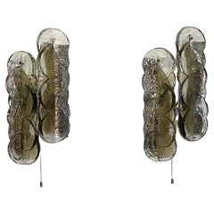 Vintage Pair of Mid-Century Swirl Murano Glass Wall Sconces by J.T.Kalmar, 1960s