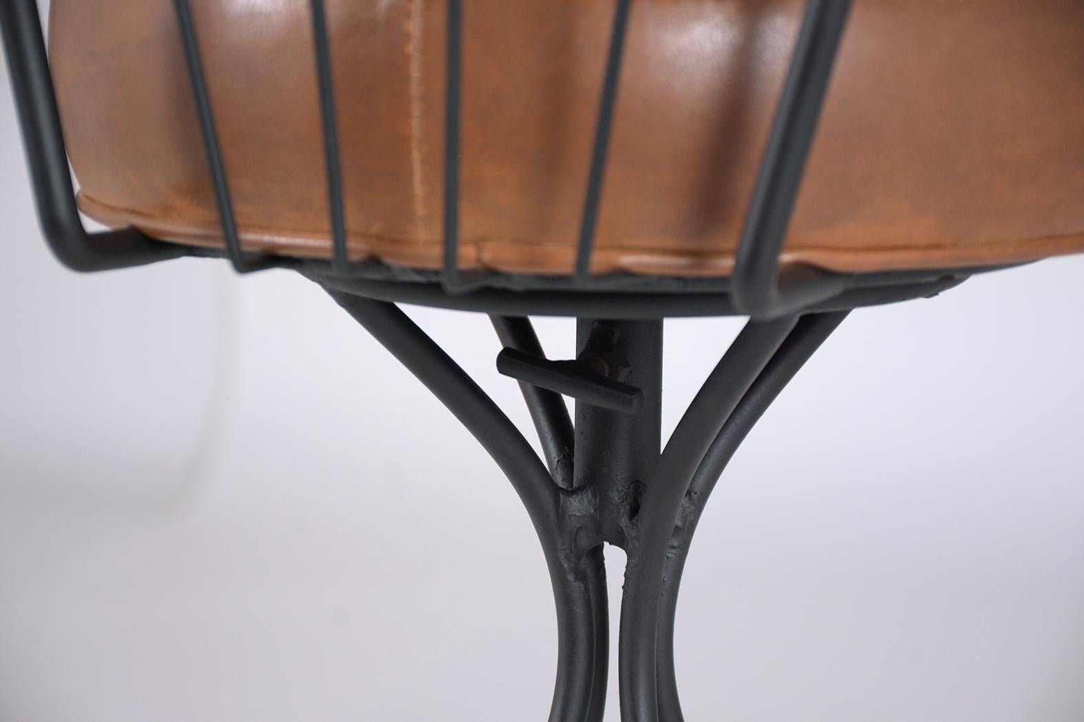 1960s Mid-Century Modern Restored Swivel Leather Bar Stools For Sale 2