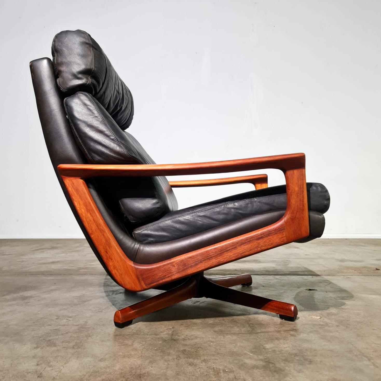 Mid-Century Modern Pair of Tessa Midcentury Swivel Chairs W Footstool