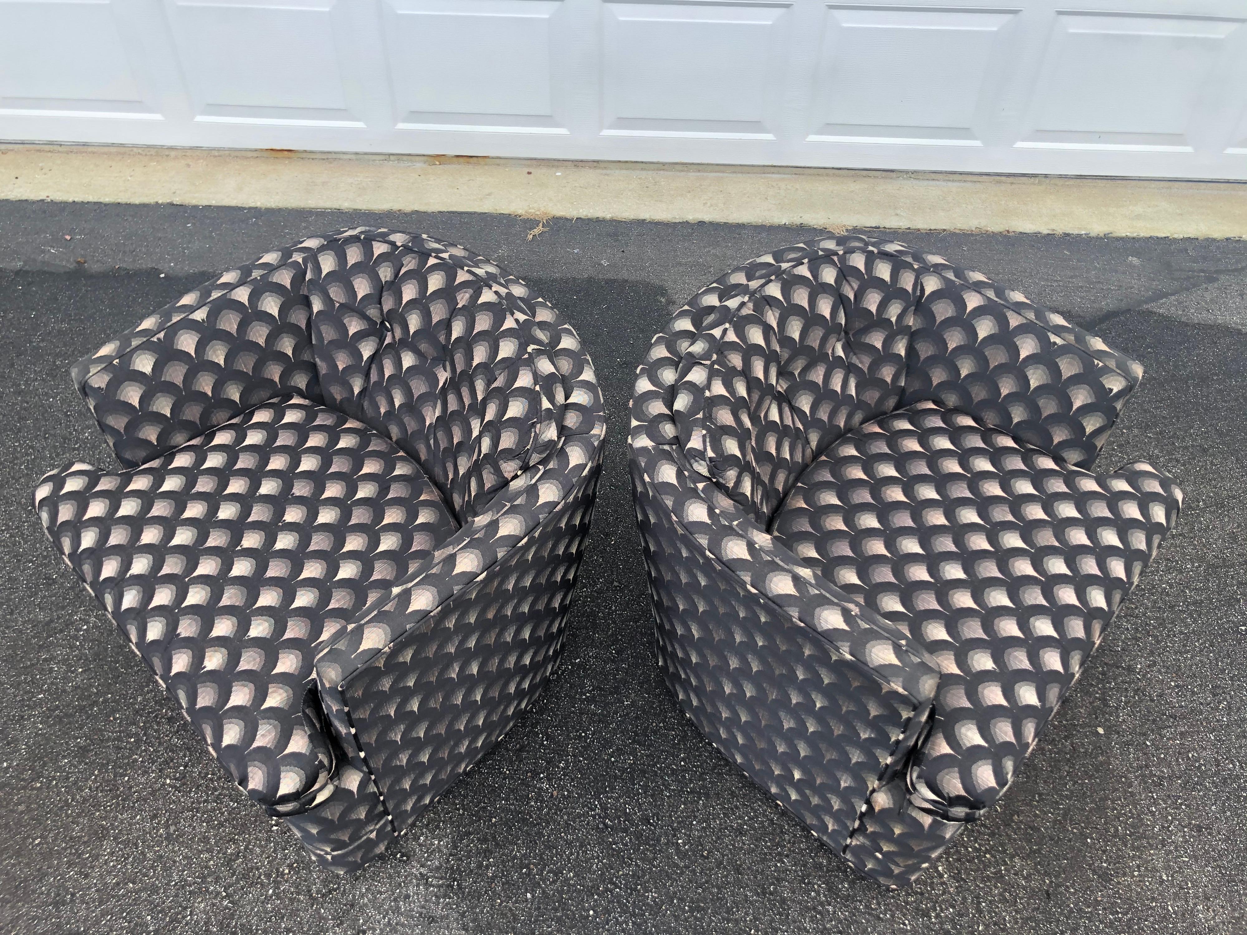 Pair of Mid Century Swivel Club Chairs 3